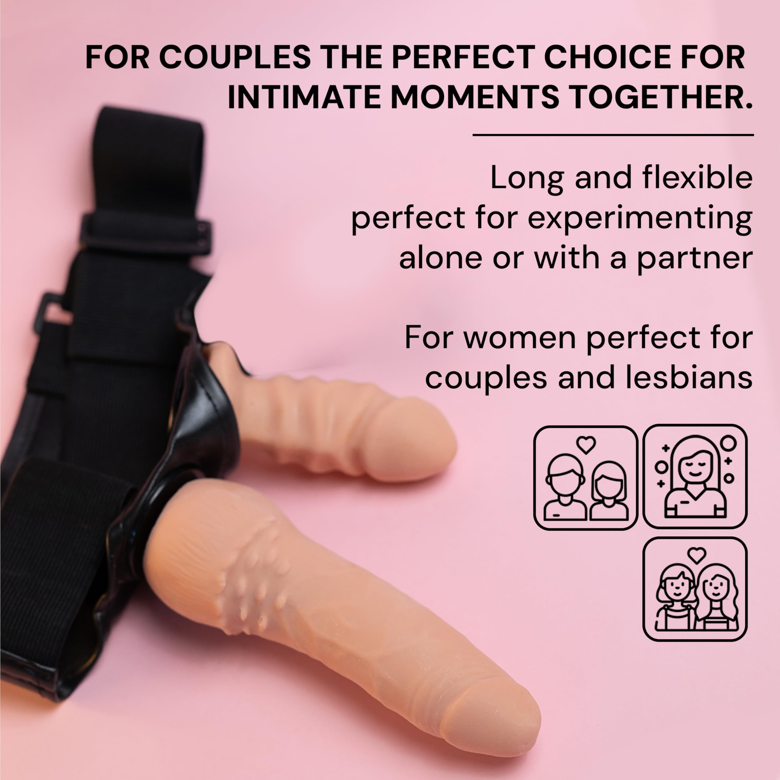FOPS Strap On per Donne Doppio con 2 Dildo 16cm 4cm e 10cm 3.5cm ABS TPR Impermeabile Strap On per Coppie Lesbica Uomo Regolabile Massimo Piacere Intenso D24-11