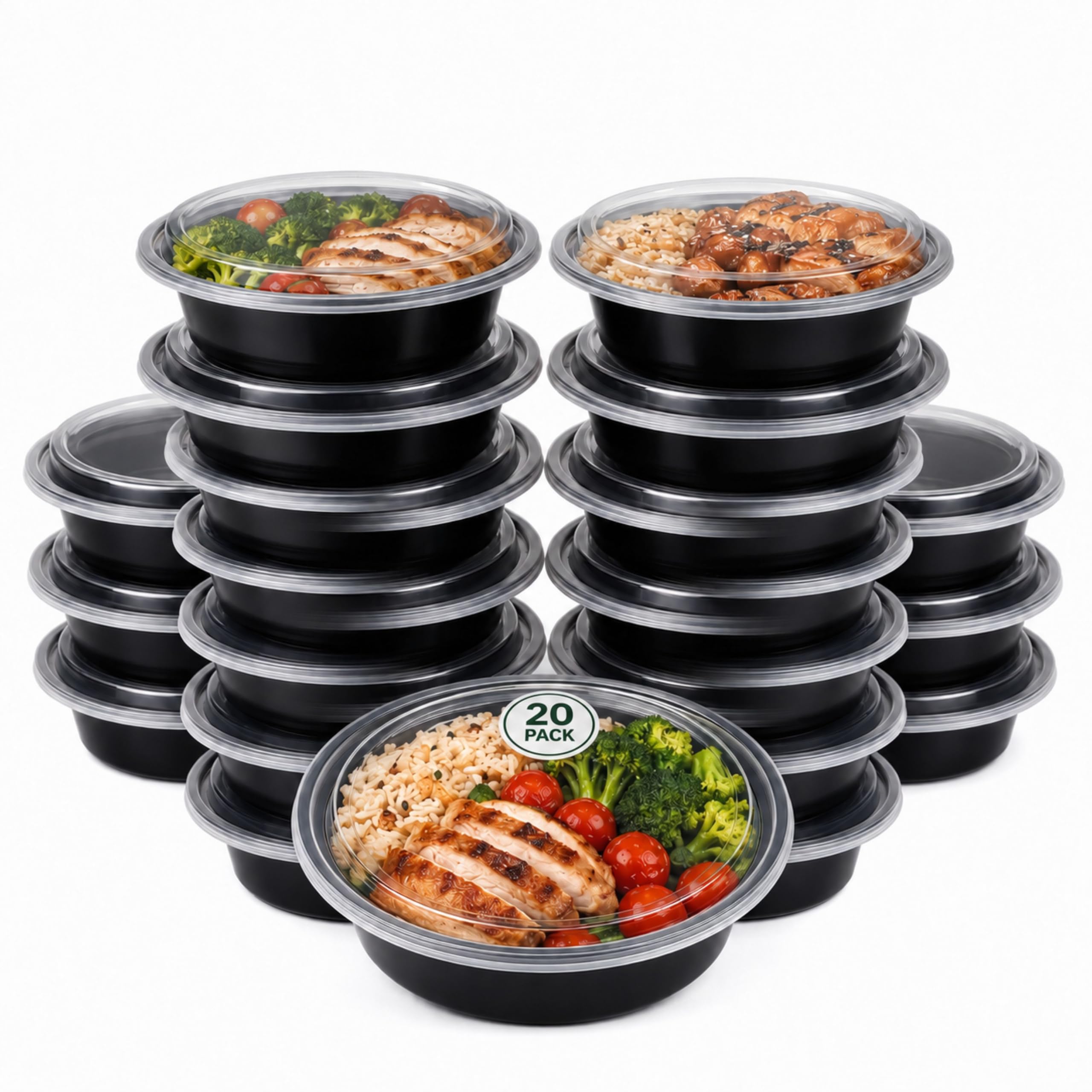 LYVN Meal Prep Containers Reusable 1 Compartment 16oz (Best for Packing Lunch,Dinner or Takeaway's)