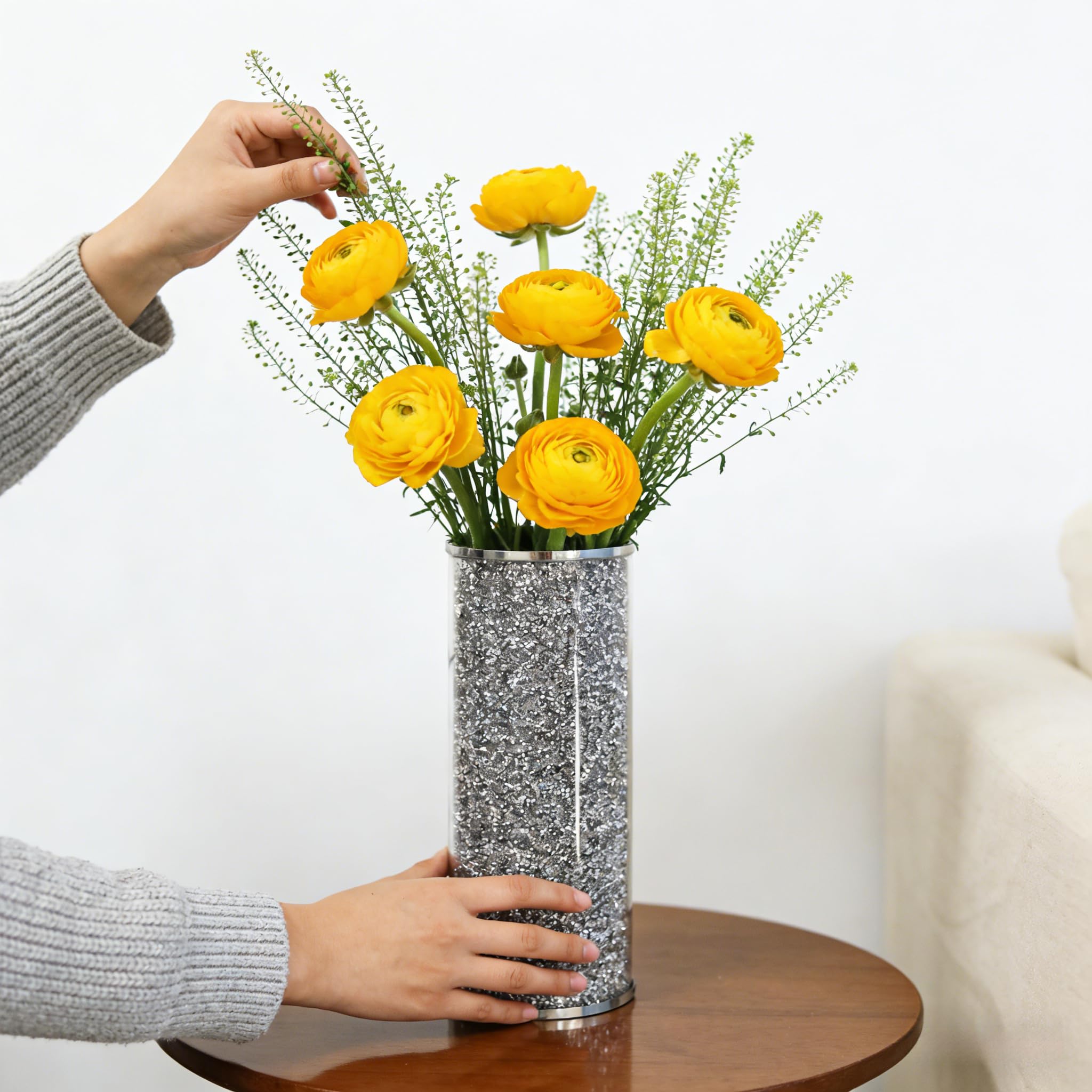 Amazon｜HMRCYTE クリスタルダイヤモンドフラワー花瓶、25.4 cm