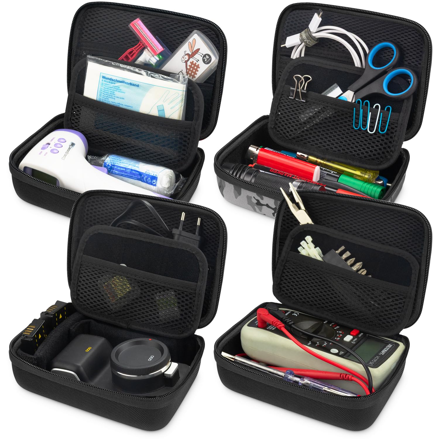 deleyCON Podróżna Torba Organizer Akcesoria Filc Mała - Hardcase z Przegrodami - na Elektronikę, Ładowarkę, Zasilacz, Kable, Samochód, Akcesoria Podróżne, Maszynkę do Strzyżenia, Kamerę - Czarny