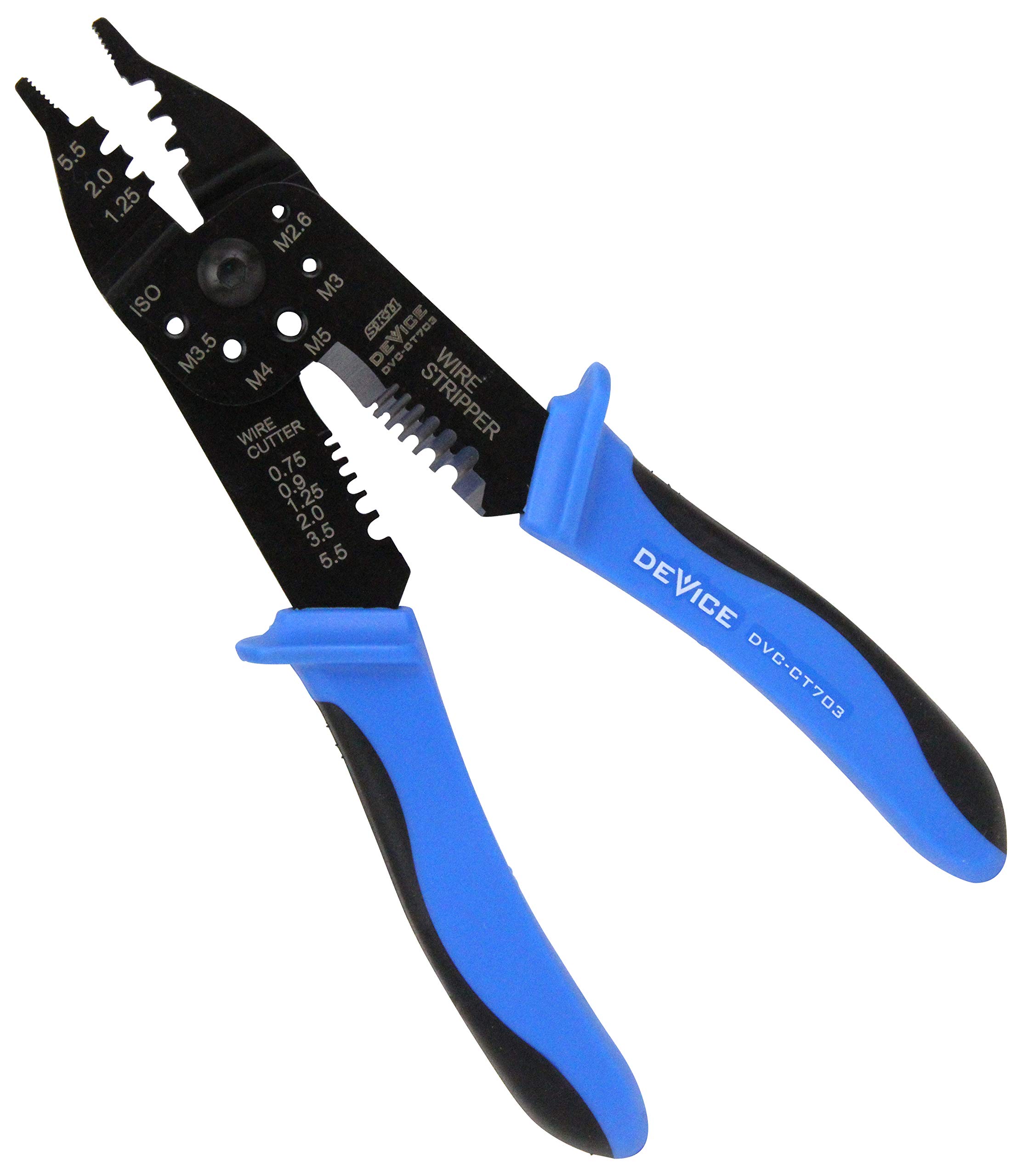 SK11 DEVICE Alicates de crimpado DVC-CT703 con mango de resina elastomérica compatible con terminales de barril abiertos