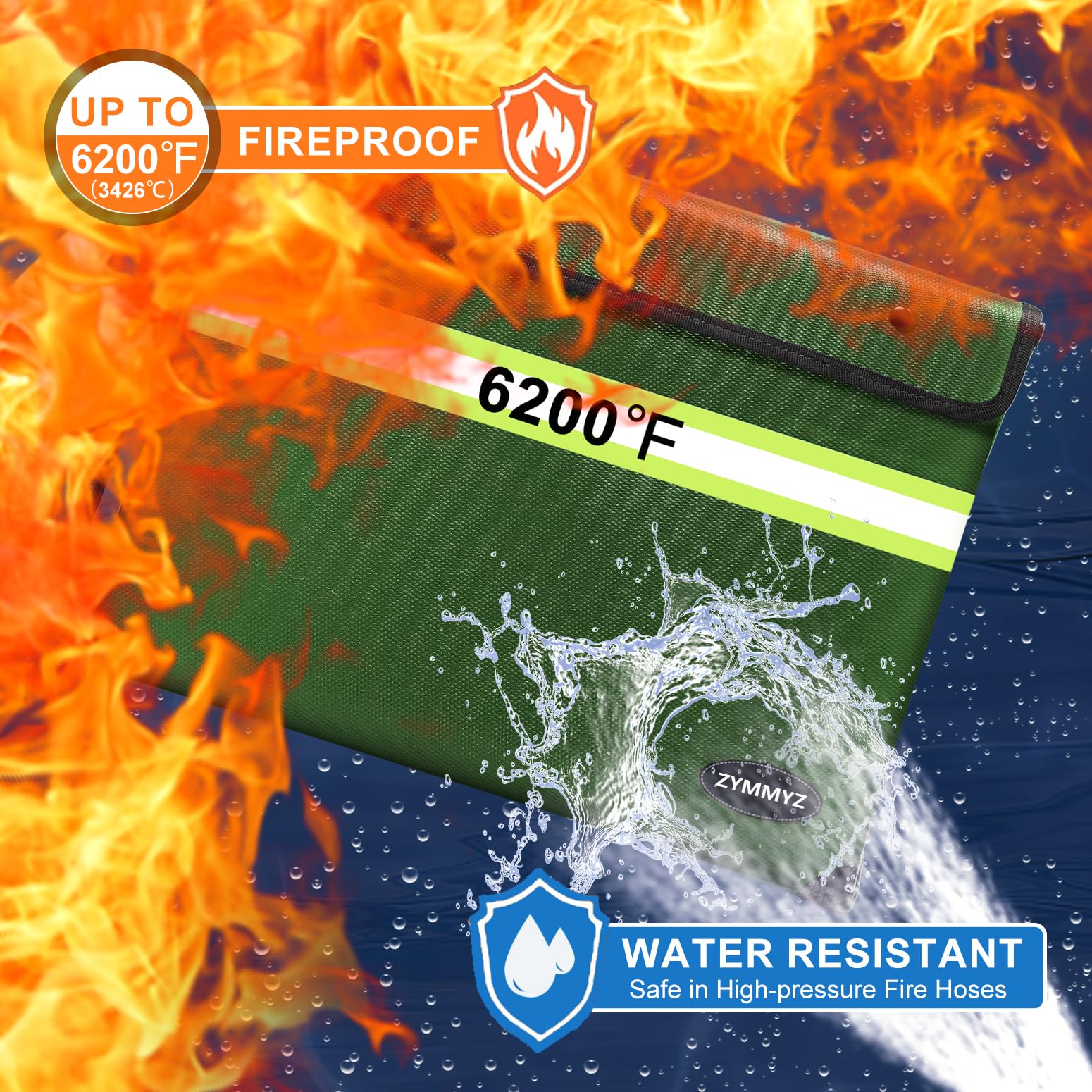 Aazon.co: ZYYZ 6200℉ Fireproof And Waterproof Docuent Pouch With - View #10