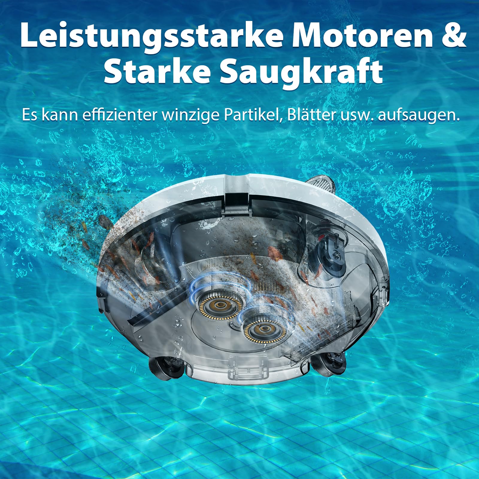 Redkey Upgrade S100 Poolroboter Akku, Akkulaufzeit 200 Minuten,Max Steigung 18°,Selbstparkend, Automatische Poolreiniger Kabelloser, Poolreinigungsroboter,Geeignet für Flache Pools bis zu 120 m²