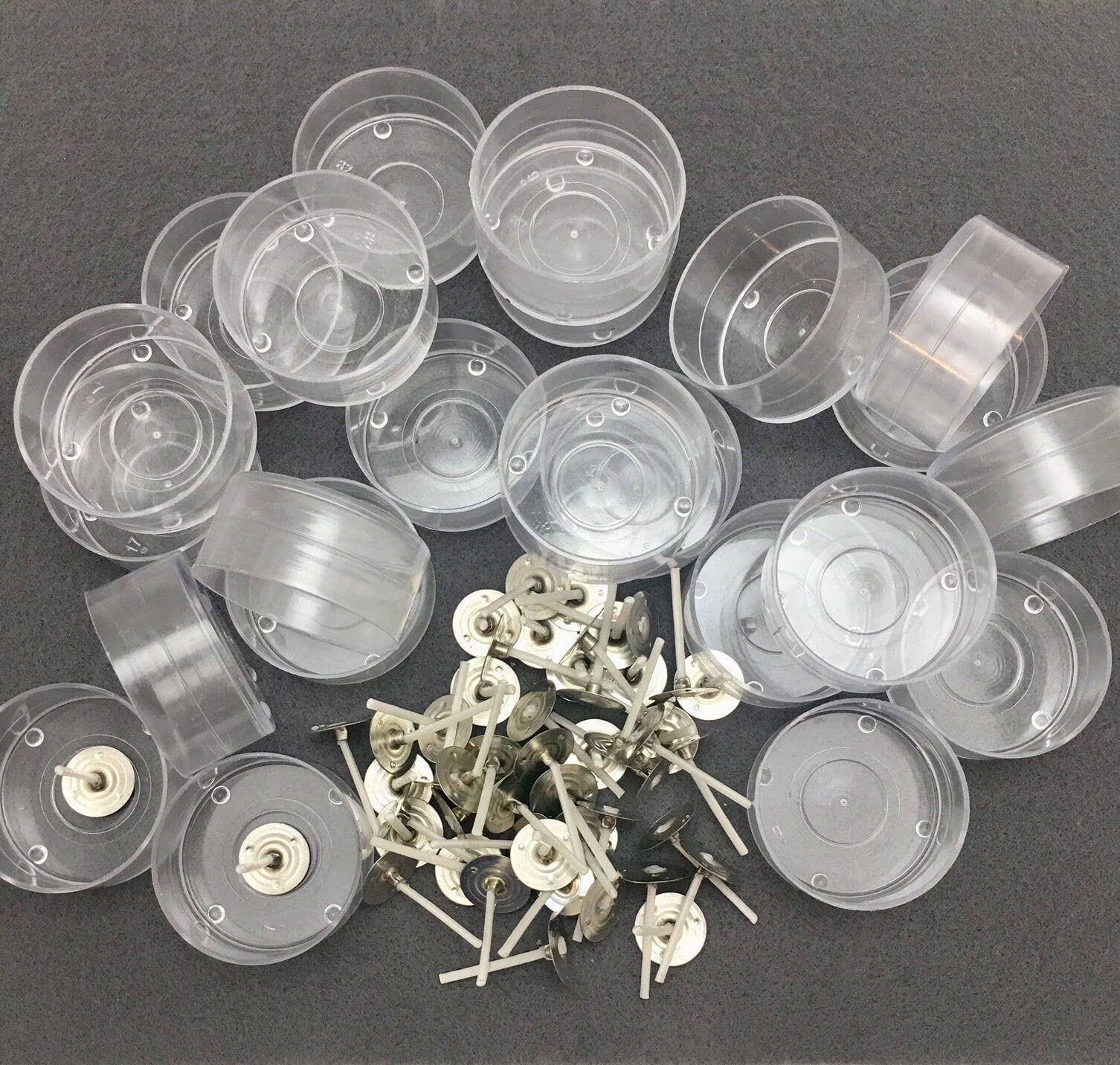 Pack of 25 Plastic Acrylic Round Shape Tealight Cups Holders with 25 Candle Wicks (1-Inch) for DIY Candle Making (Pack of 25, Round Shape)