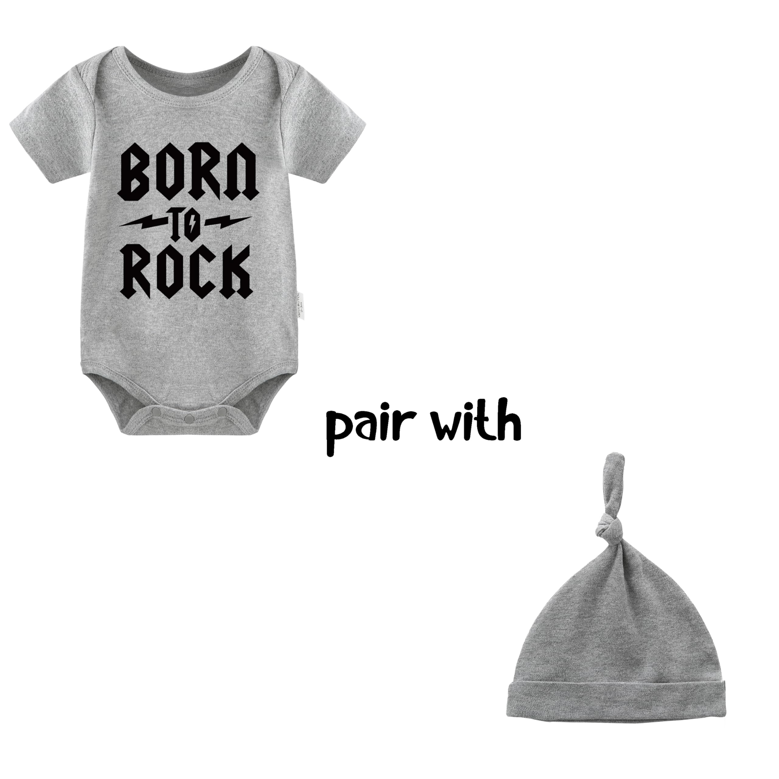 Dziecięce śpioszki dla bliźniaków Born To Rock Fun body dla chłopców i dziewczynek, prezent z krótkim rękawem, odzież bliźniaczka, z kapeluszem