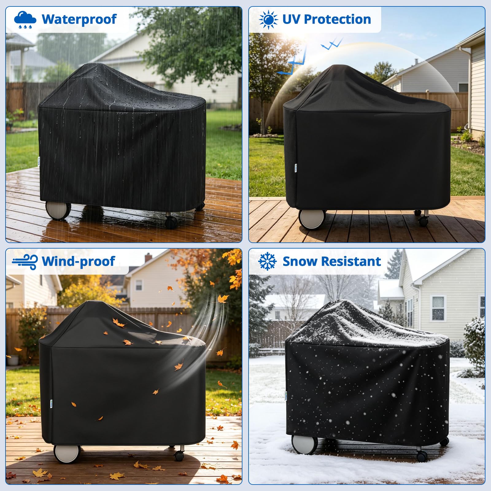 Sunpatio Cubierta impermeable para parrilla de exterior, resistente al agua, para Weber Performer Premium y Deluxe de 55,88 cm, resistente a los rayos UV, protección contra todo tipo de clima,