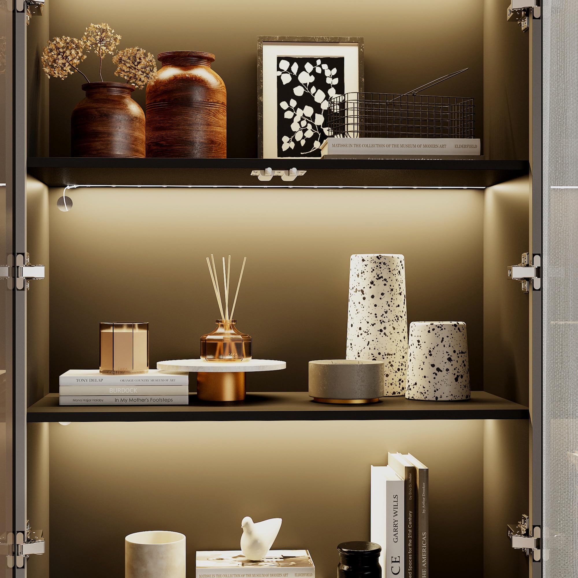 Vitrine 200cm avec éclairage LED vitrine à 2 Portes vitrées Design Pop-up