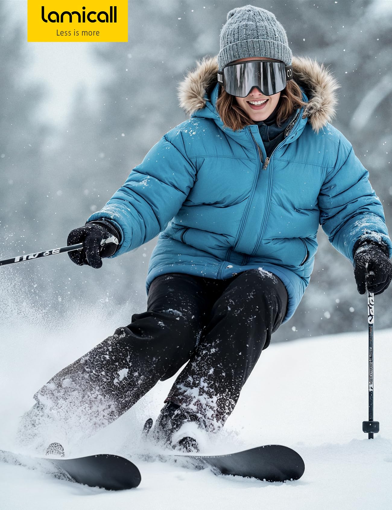 Lamicall Skibrille Damen, OTG Snowboardbrille Herren - [TOP Patentierte Anti-Fog] Verspiegelt Ski Brille für Brillenträger, Ultra HD Snowboard Brille Schutzbrille, UV400 Schneebrille mit Blendenschutz