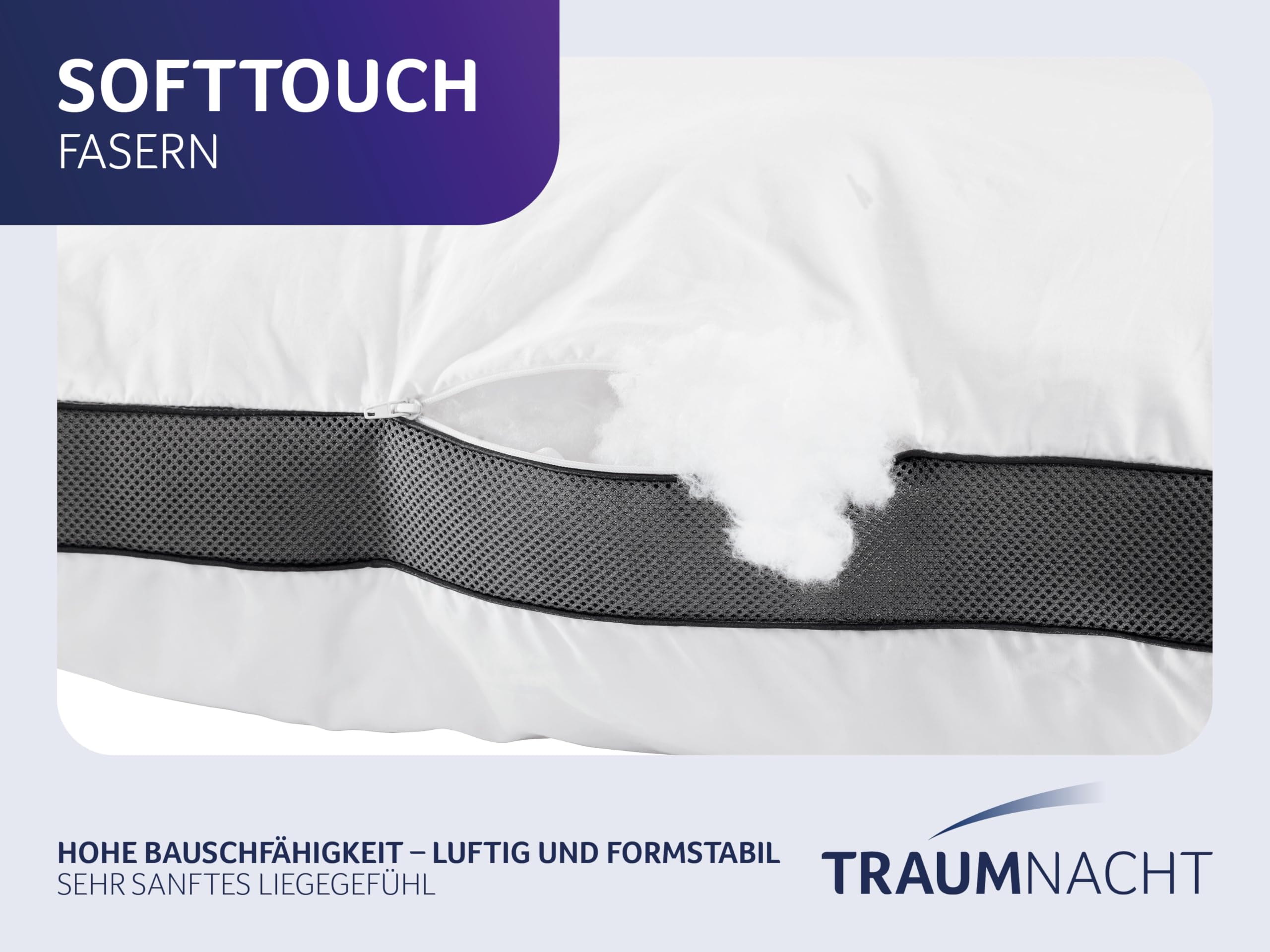 Traumnacht SleepGuard Almohada 80 x 80 cm, Transpirable, Suave, Lavable