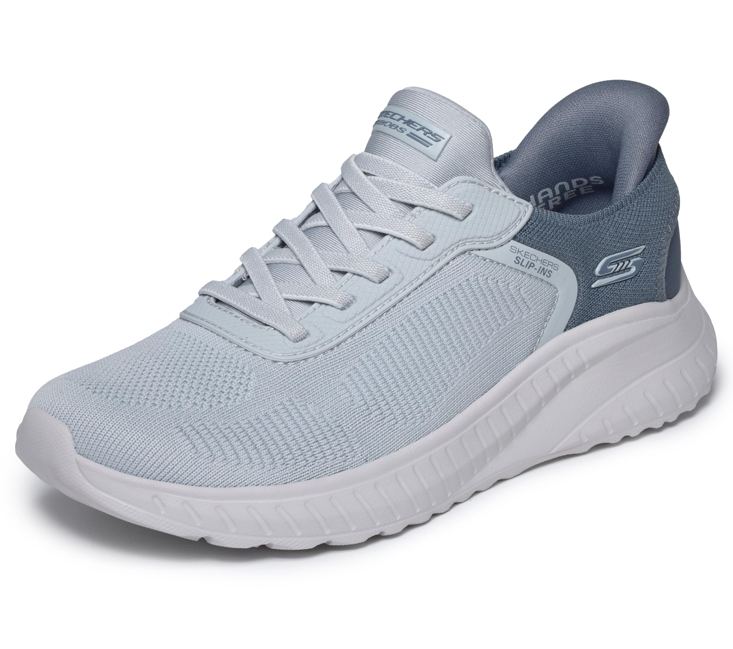 Skechers Women's Bobs Squad Chaos Current Muse Slip-in Trainers, Gray Textile, 4 UK