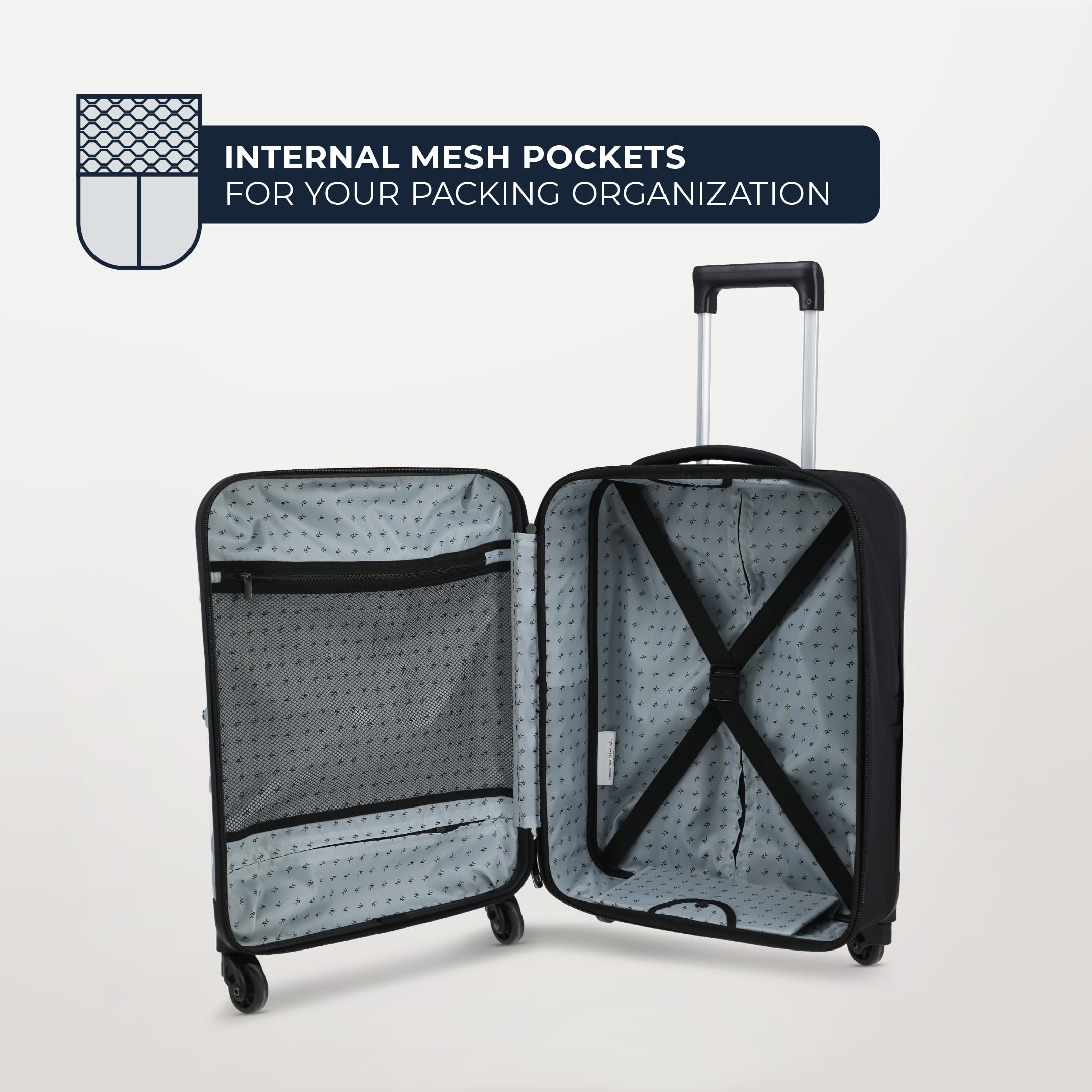 Rollink Flex Light - Maleta plegable (75% de ahorro de espacio), ultraligera (solo 2,45 kg), 4 ruedas, 55 x 40 x 20 cm, ideal para viajes y viajes de negocios, plata, Carry-On, Estuche rígido