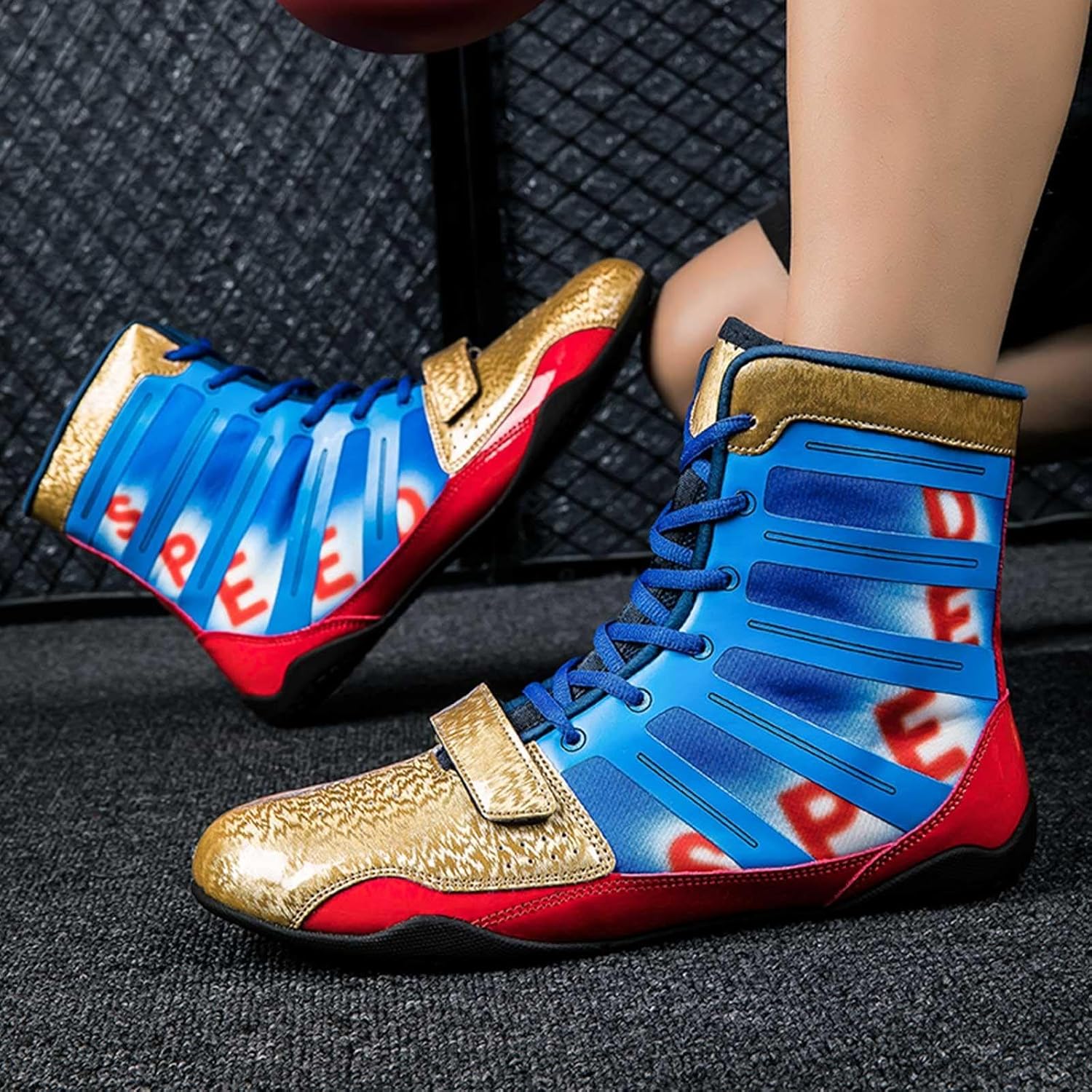 TECDOTO Professional Boxing Shoes Men's Breathable Wrestling Shoes Training Shoe for Adult Youth Non Slip Fitness Sneakers,Multicolor2-9