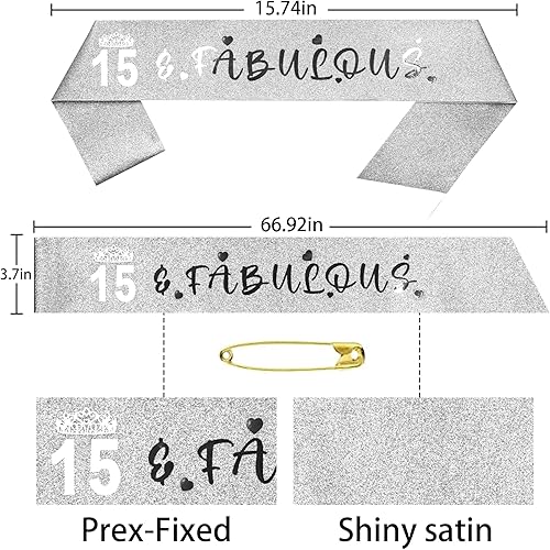 Miniatura 4 de Regalos de cumpleaños 15 para niñas, corona de cumpleaños 15 para niñas, tiara y banda de 15 años, Alumide