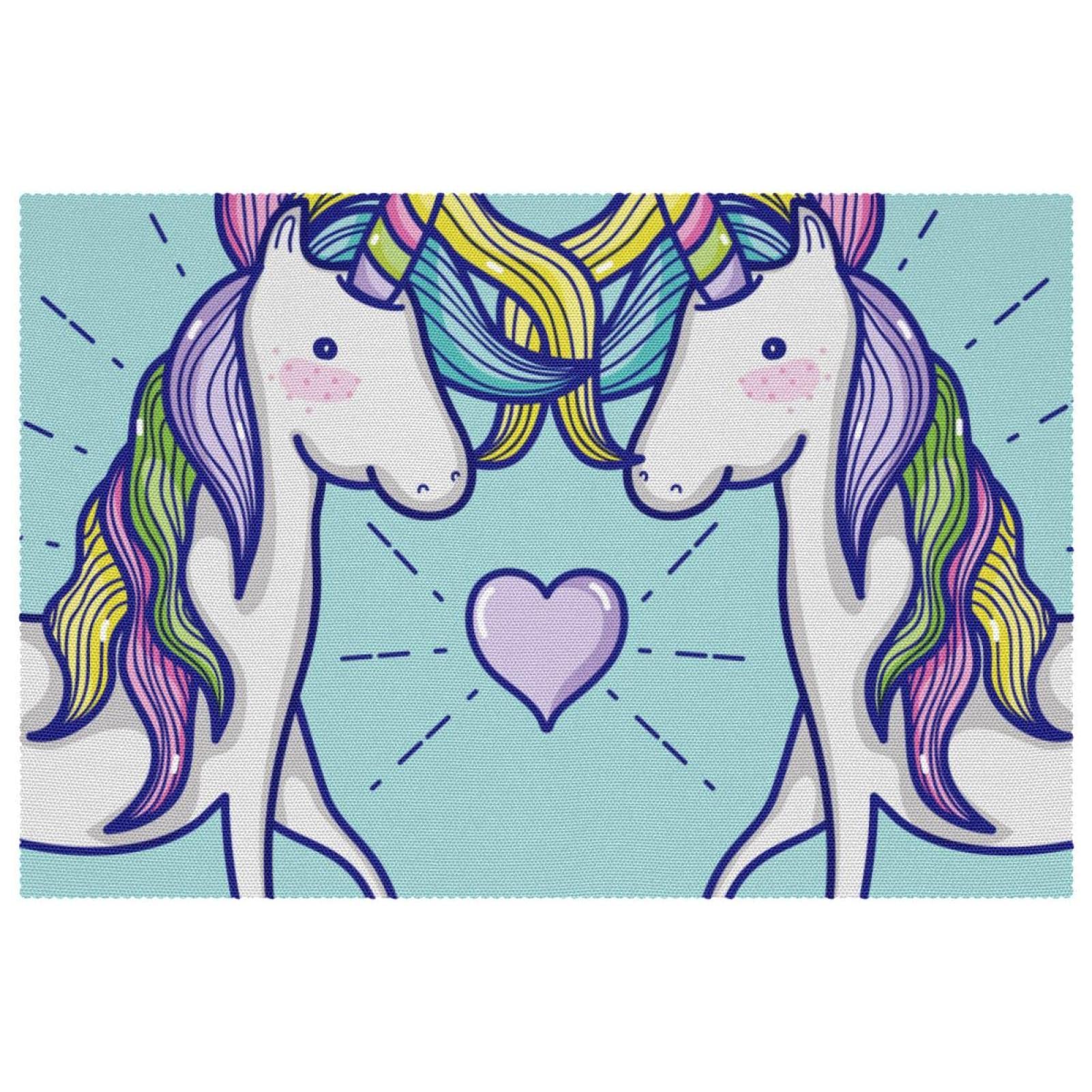 Set de table licorne pour table à manger et repas joyeux en famille - Lot de 6