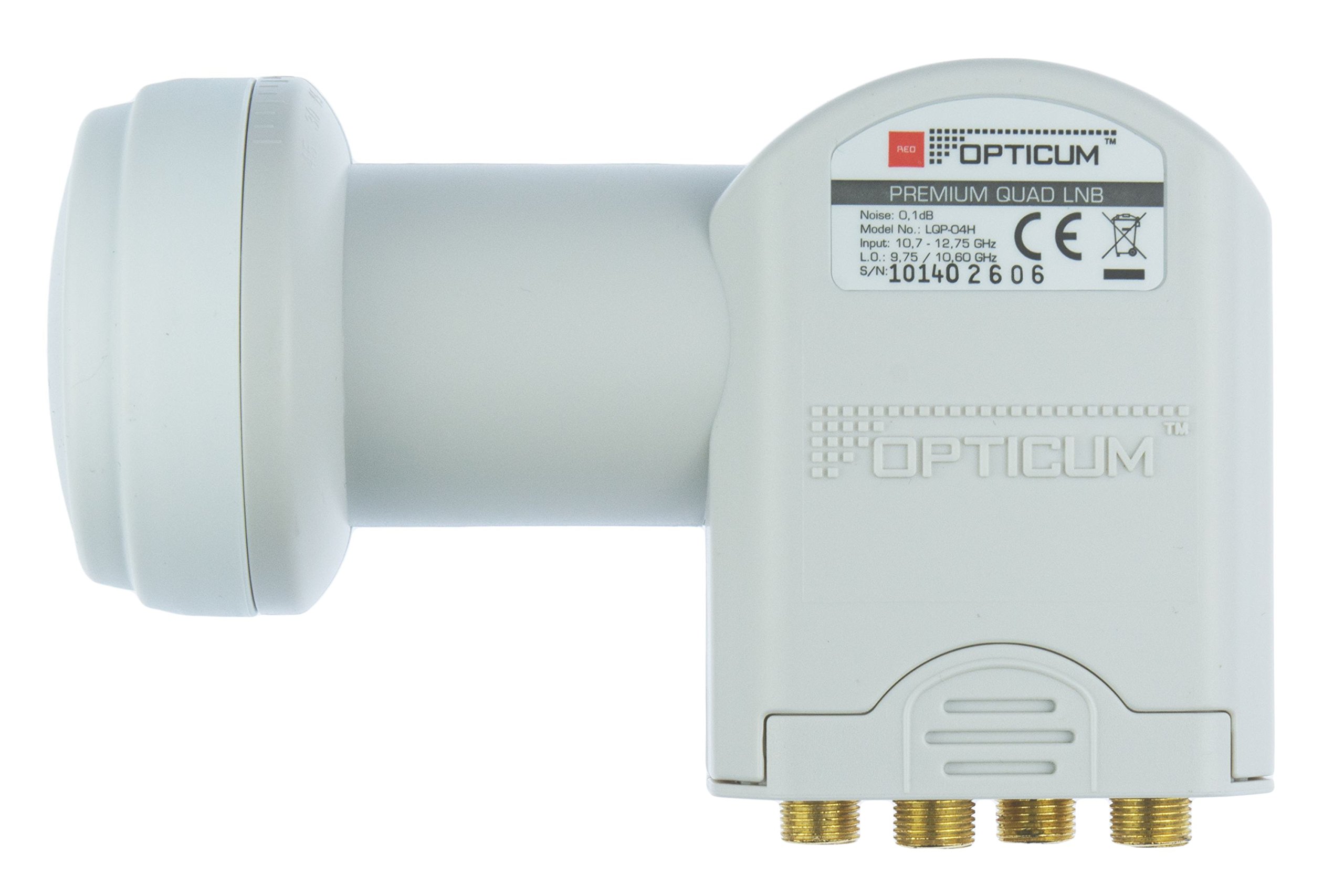 OPTICUM QA80 Parabola 80 cm con staffa LNB & Quad LNB LQP 04H - 4K HD & 3D - Parabola in acciaio resistente alle intemperie - Sistema satellitare per 4 partecipanti - antracite