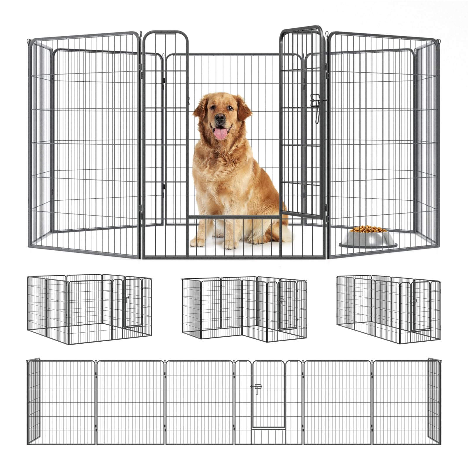Qianruida Vallas para Perros 8 Vallas 80 x 100cm Plegable Valla para Perros Parque para Perros Parque para Mascotas Interior y Exterior