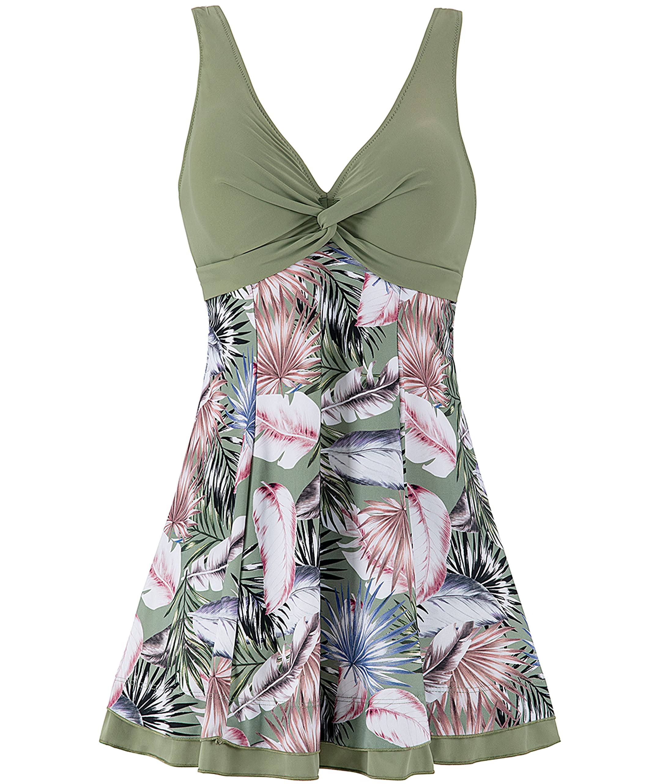 Wantdo Womens Plus Size Swim Dress Modest Swimsuit Vintage Peacock