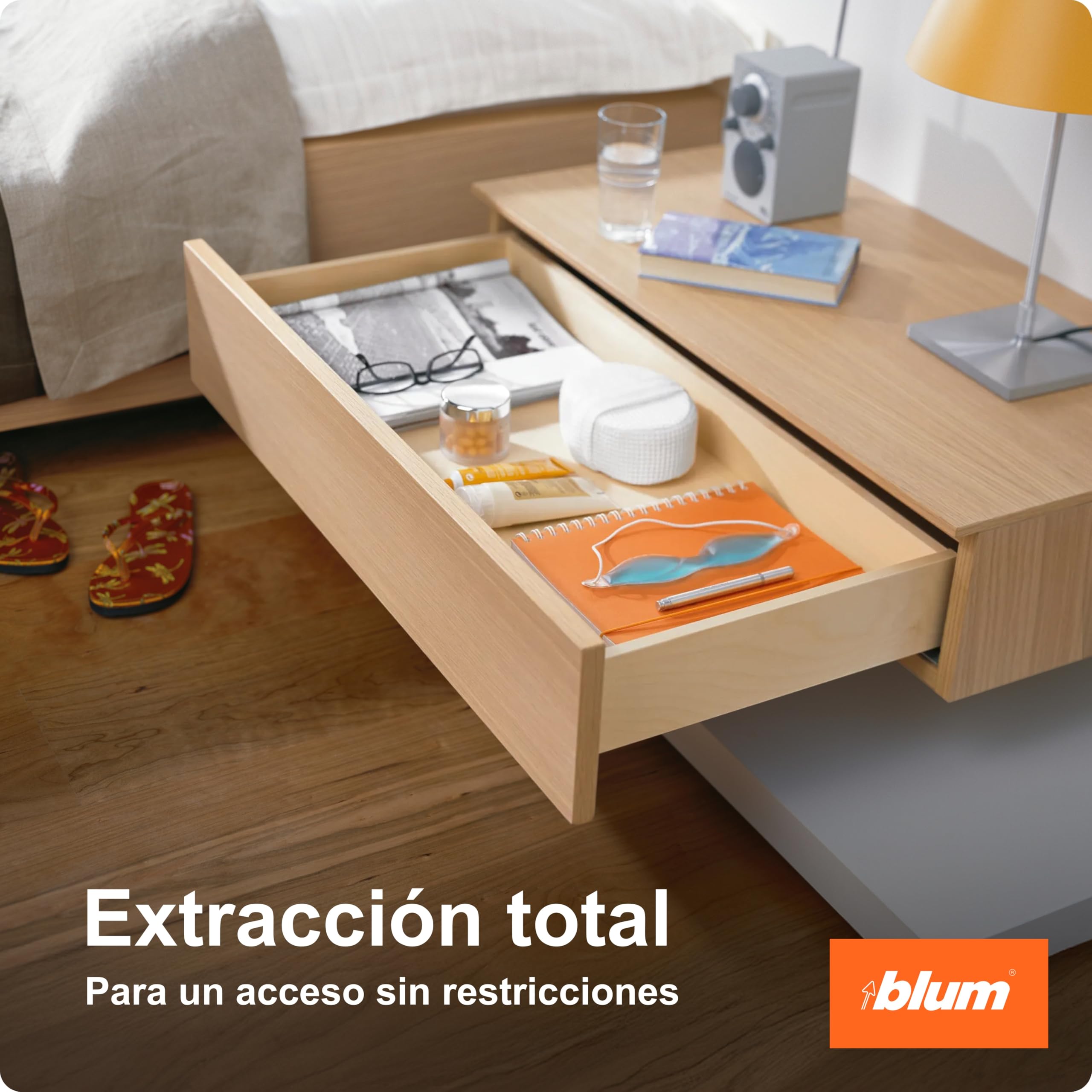 blum extracción total Tandem 500 mm I guía oculta invisible bajo el cajón I guía de cajón Soft-close con amortiguación blumotion I extracción para mueble de cocina I sistema de guías 1 par