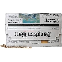 LoveWLC Newspaper Evening bag Clutch Crossbody Bag,Novelty PU Envelope Purse Adjustable Shoulder Bag for Women