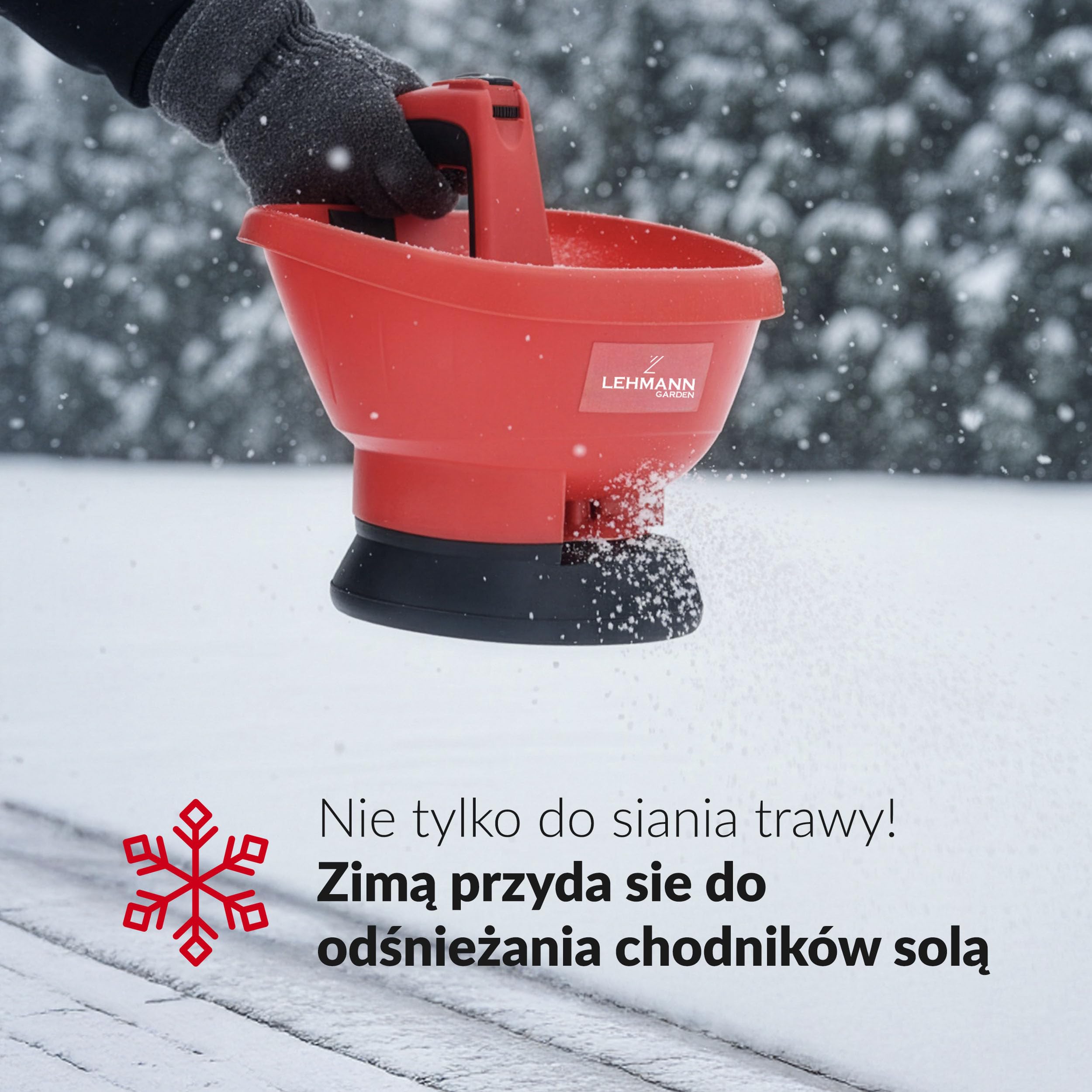 LEHMANN TERRA Rozsiewacz Uniwersalny 2,7 L – Ręczny rozsiewacz na baterie do nasion, nawozów i soli, szerokość siewu 0,2–2,7 m, 5 stopni dozowania, lekki i ergonomiczny