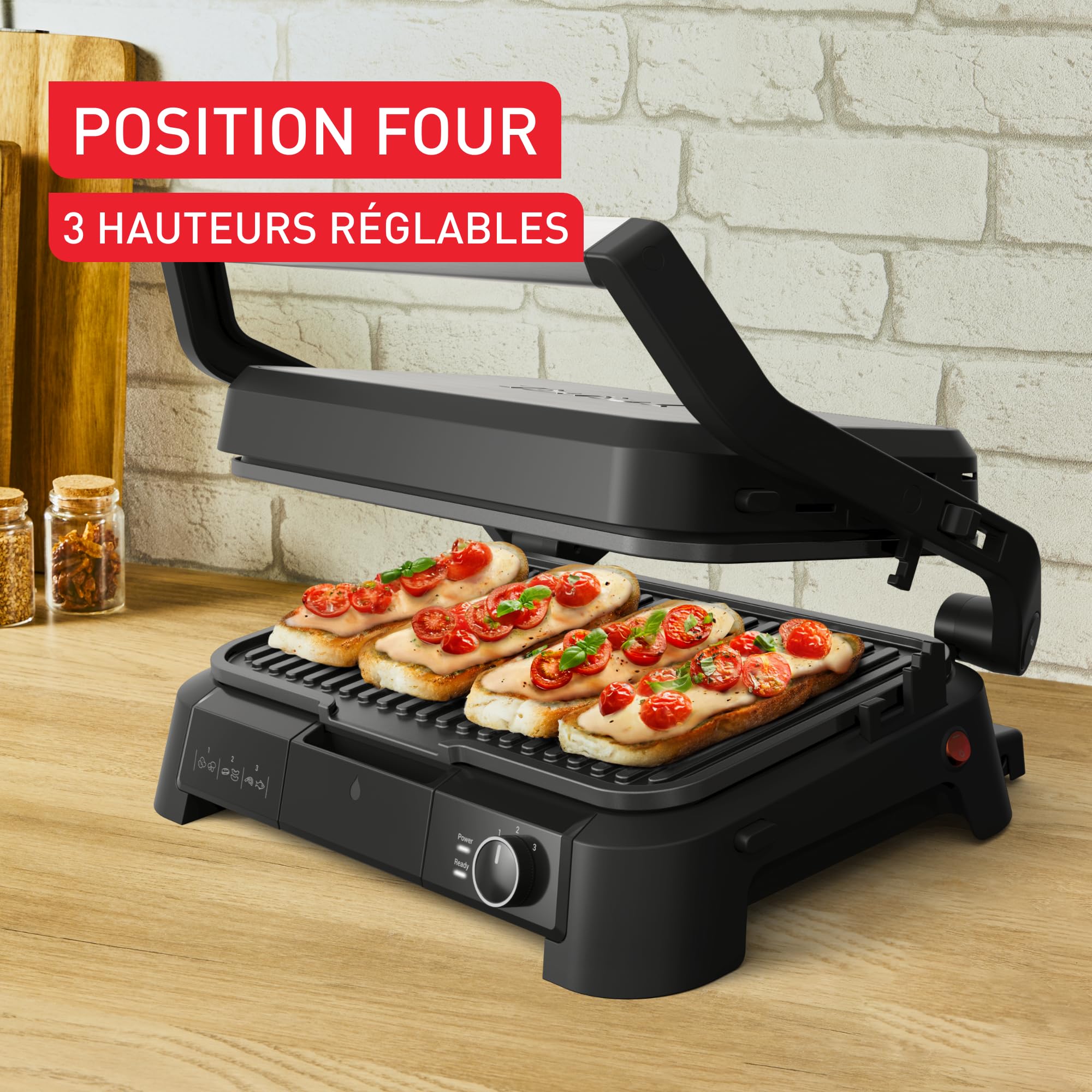 TEFAL GC520D SuperGrill 3w1, funkcja BBQ, pozycja pieca z 3 wysokościami, powierzchnia grillowania 800cm², regulowany termostat, 3 poziomy temperatury, powłoka zapobiegająca przywieraniu
