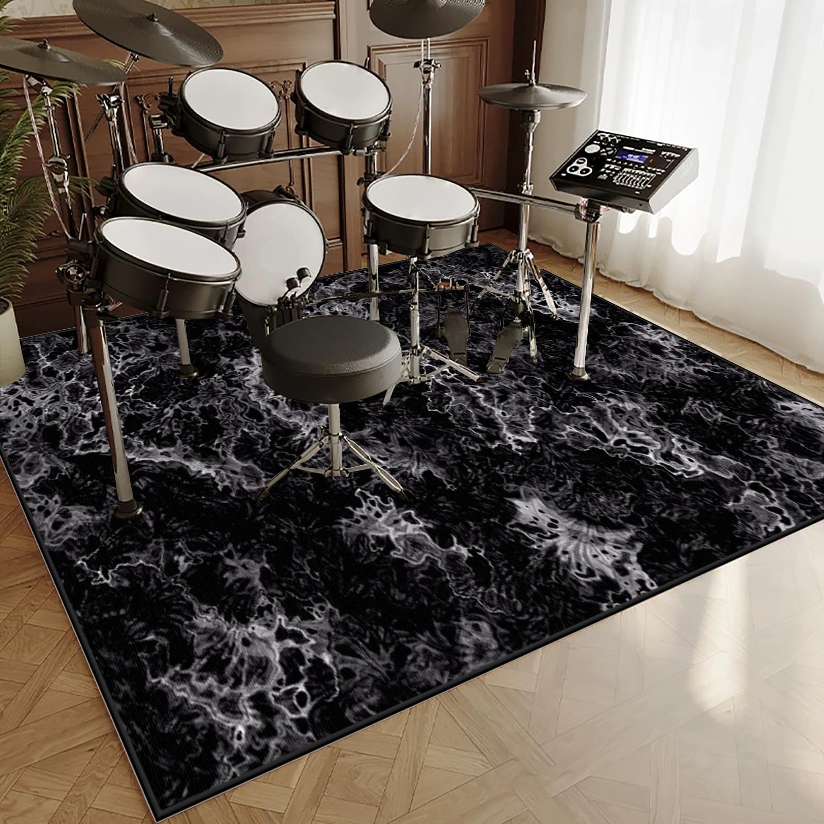 Tappeto per Batteria Insonorizzato, Tappetino per Batteria Acustica, Tappeto Professionale per Batteria e Strumenti a Percussione Elettronici per Grancassa Rullante e Altri Strumenti 230 x 180 cm