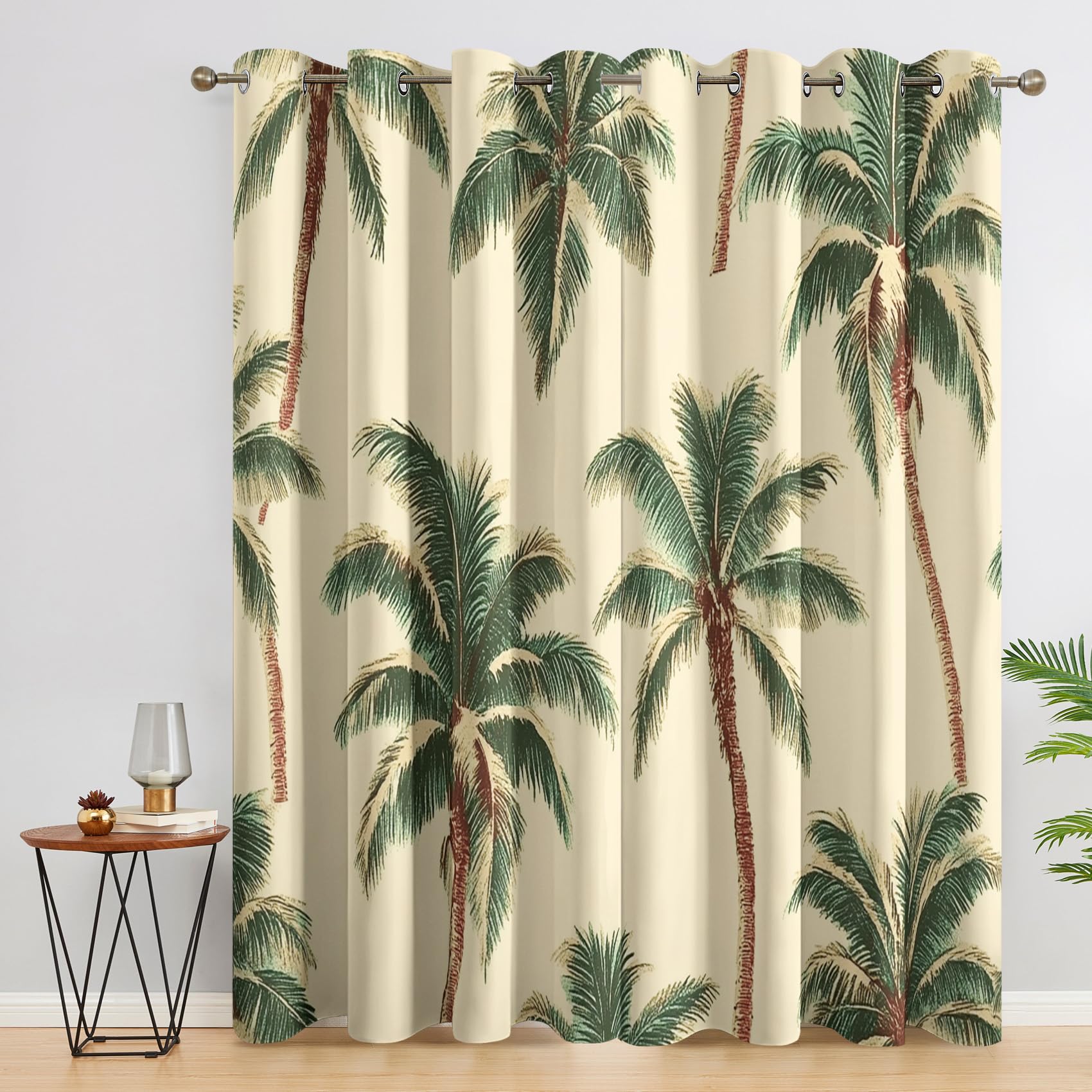 MOBEITI Palm Tree Curtains for Bedroom - Tropical Blackout Curtains for Bedroom Living Room, Hawaii Window Curtain, Palm Tree Home Decor Curtain,