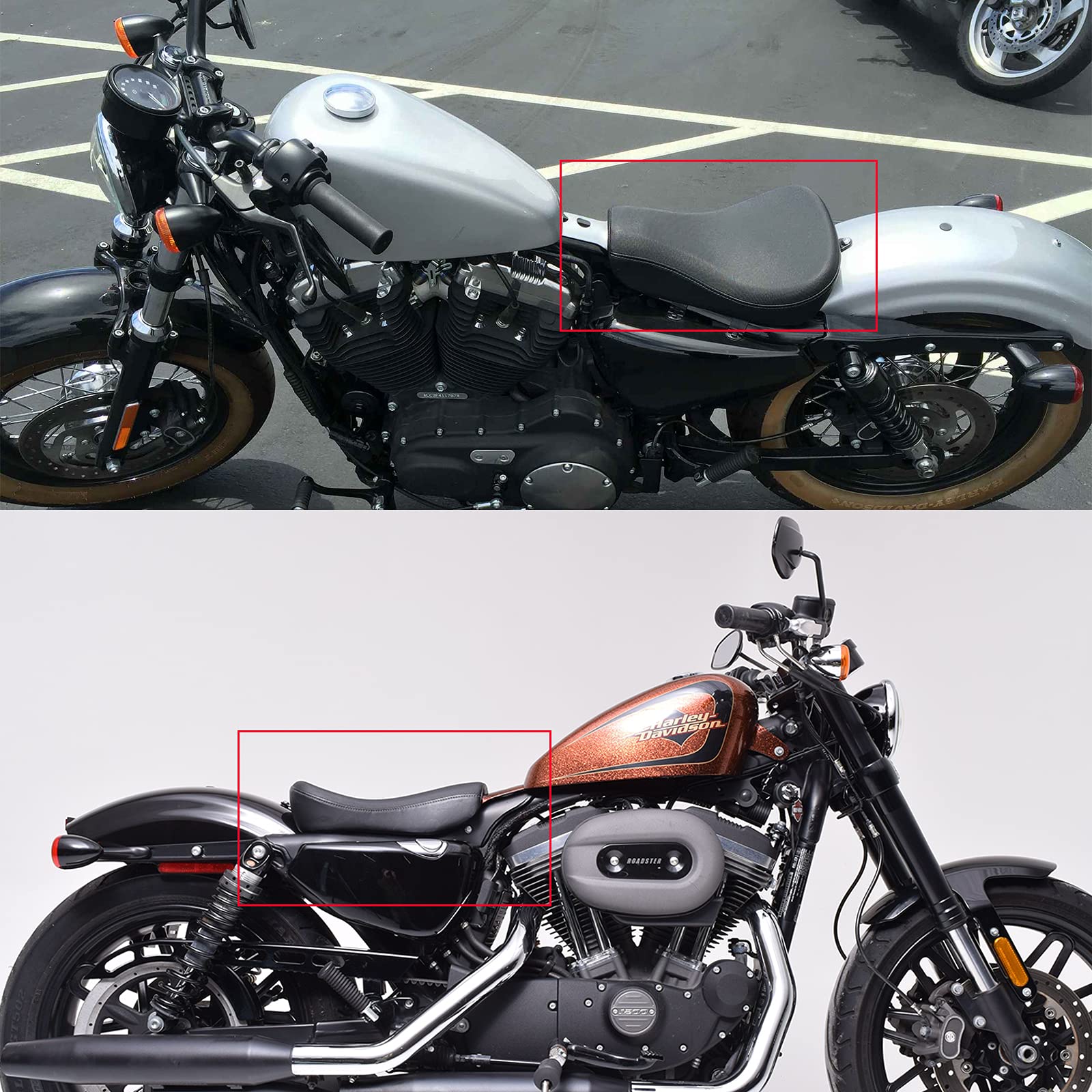 Sella Monoposto Moto Sedile del Conducente Anteriore per Sportster XL883 XL1200 48 72 2010-2015 Cafe Racer, nero.