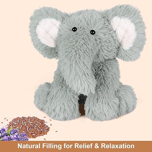 Miniatura 3 de SuzziPals Calentamiento de elefante, almohadillas térmicas de animales de peluche para microondas para calambres, alivio del dolor y el estrés,