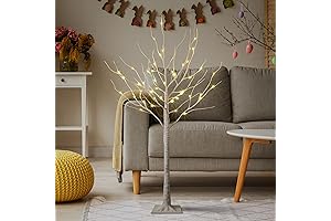 LIGHTSHARE 4 Feet White Birch Tree with Warm White LED Lights