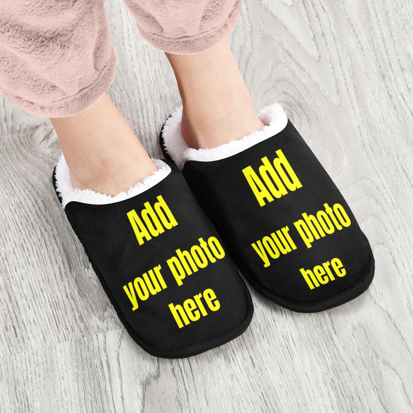 Glaphy Custom Slippers for Men, Personalized Photo Memory Foam Non-Slip Indoor Slippers Bedroom Hotel Travel Spa Home Shoes, Large