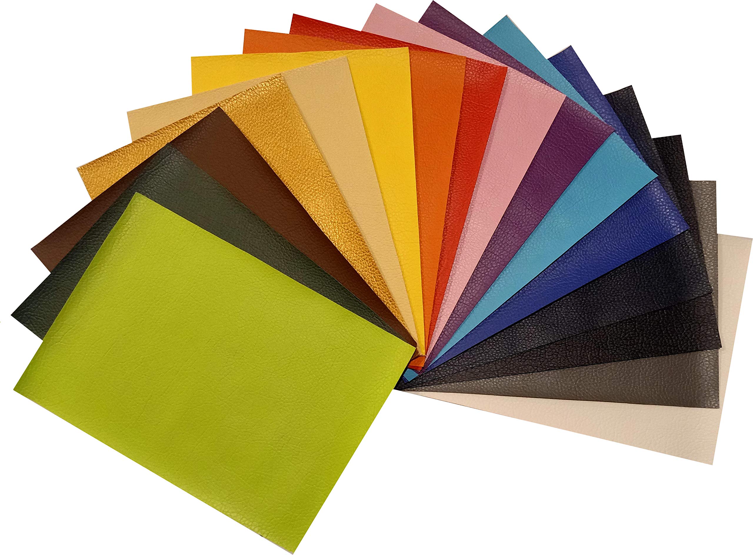 Colour Pack of 13 Craft Sheets of PVC Grained Leatherette (A5 A4 A3 A2) Textured Faux Leather Fabric (A3 (295 x 420 mm))