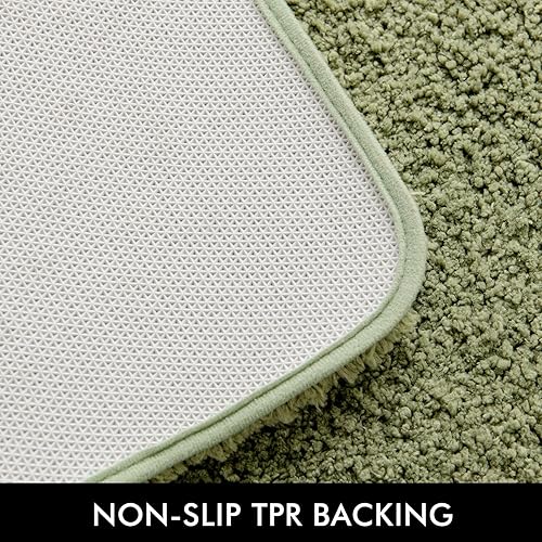 Miniatura 4 de MIULEE - Juego de 2 tapetes de baño antideslizantes y peludos de microfibra de felpa suave, extragruesos y absorbentes, para bañera y ducha, lavable