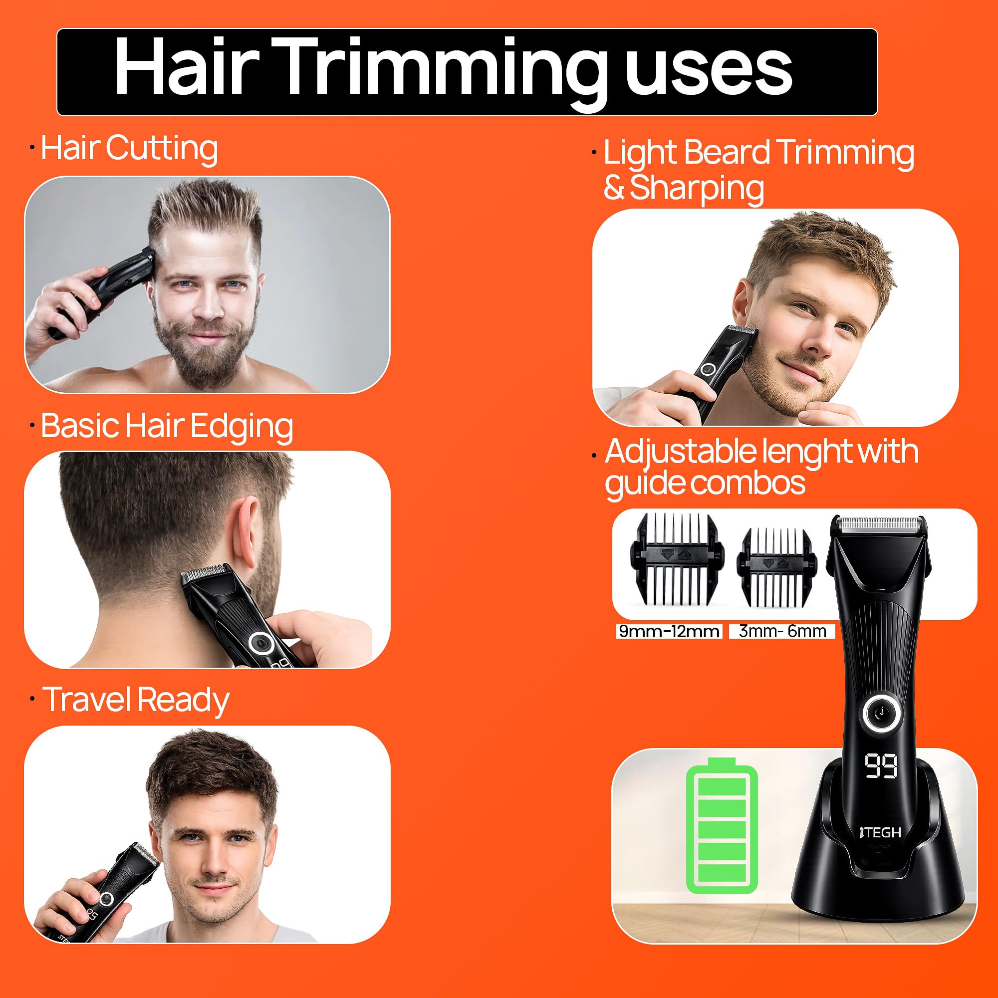 TEGH Corpo Capelli Inguine Trimmer Impermeabile Body Groomer Rasoio Ricaricabile Lama in Ceramica Pubica Capelli Trimmer Pelle--Friendly Rasoio Ascelle Torace Rasoio