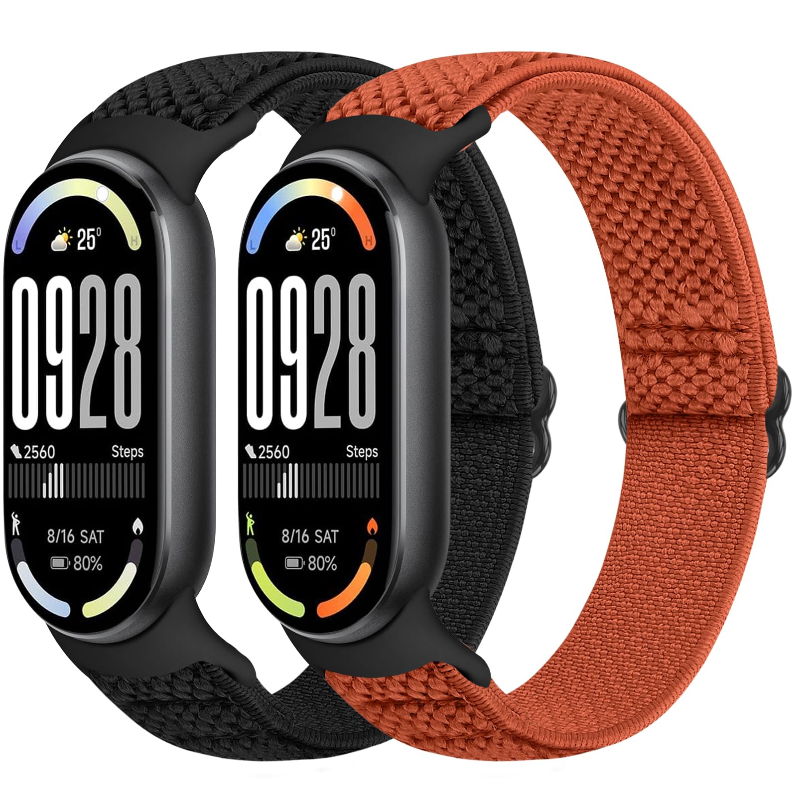 Runostrich Elastic Nylon Watch Strap Compatible with Xiaomi Smart Band 10/9/8 Sports Strap Soft Watch Band Adjustable Replacement Band for Women Men
