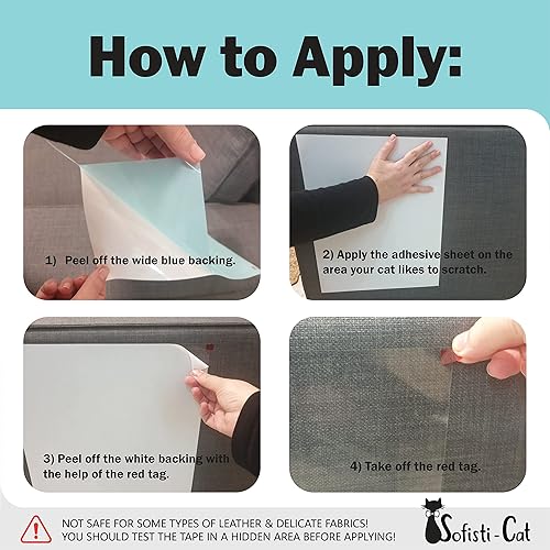 Miniatura 6 de Sofisti-Cat Cinta disuasoria para arañazos paquete de rollo de 25 x 15 pies paquete de 10 hojas de tamaño completo entrena a tu gato para no rayar