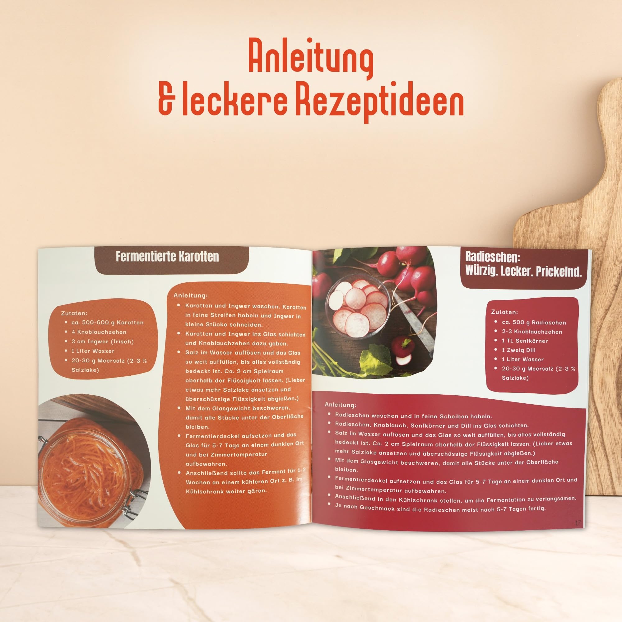 Starterkit Fermentation – großes Fermentierset für Gemüse wie Kimchi, Sauerkraut - 1 L Fermentierglas, Fermentiergewicht, Krauthobel & Zubehör – Fermentieren leicht gemacht.