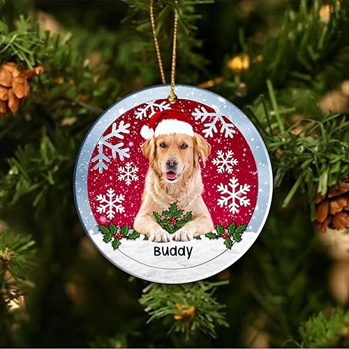 Vista 2 de Adorno de Navidad personalizado Golden Retriever 2023 Decoraciones colgantes de Navidad Adorno personalizado de Golden Retriever Adorno