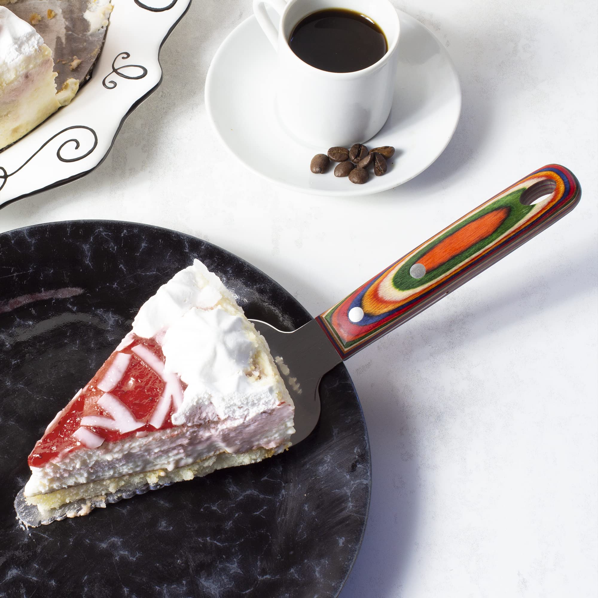 Baltique Marrakesh Collection - Servidor para tartas y pasteles, cuchillo y servidor de acero inoxidable con mango de madera cómodo