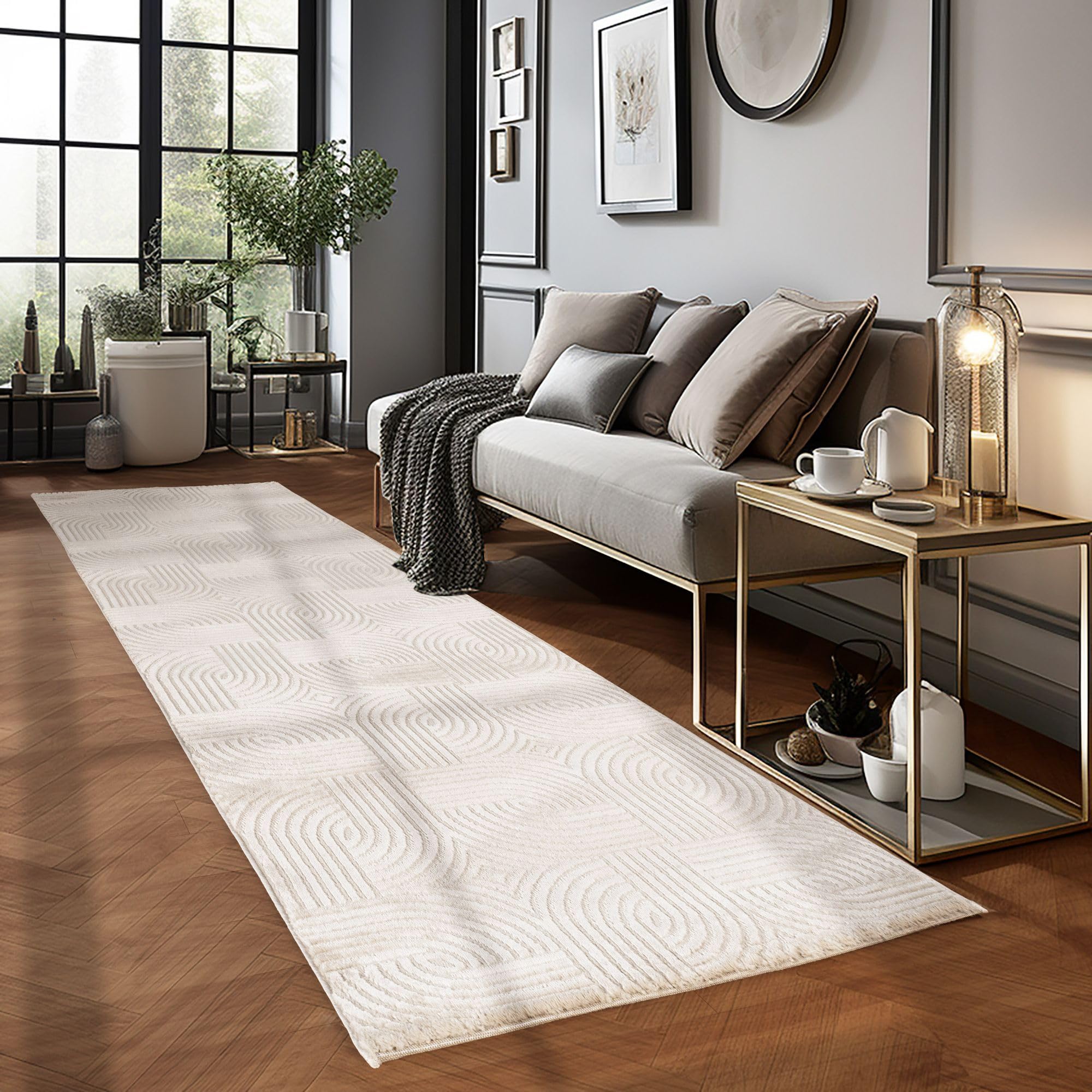 Carpetsale24 Kurzflor Teppich Wohnzimmer Skandinavisch Boho Design Einfarbig mit 3D Effekt Weich Waschbar Pflegeleicht, für Wohnzimmer Schlafzimmer Esszimmer und Küche