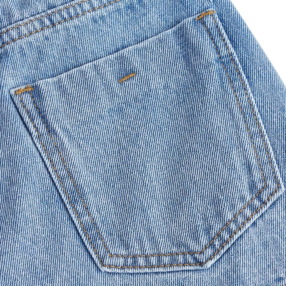 Nivne Tco Tween Girls' Denim Skorts Casual Elastic Waist & Button Front Asymmetric A-Line Hem Jean Shorts with Back Pockets