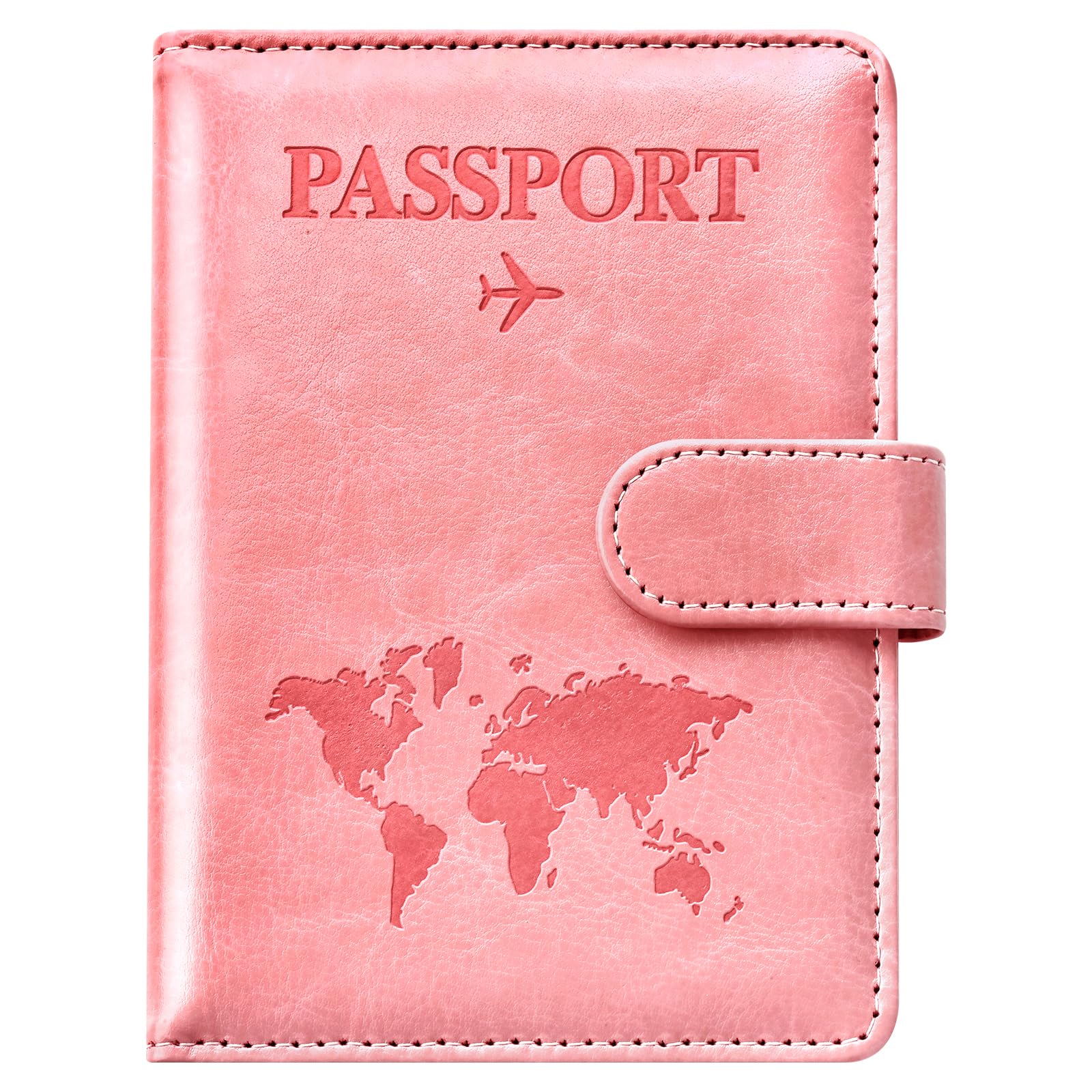 Eoehro Passport Holder for Travel Essentials, Passport Wallet Cover Case for Travel Must Haves Accessories,Passport Book Holders for Women and Men(Bright Pink)