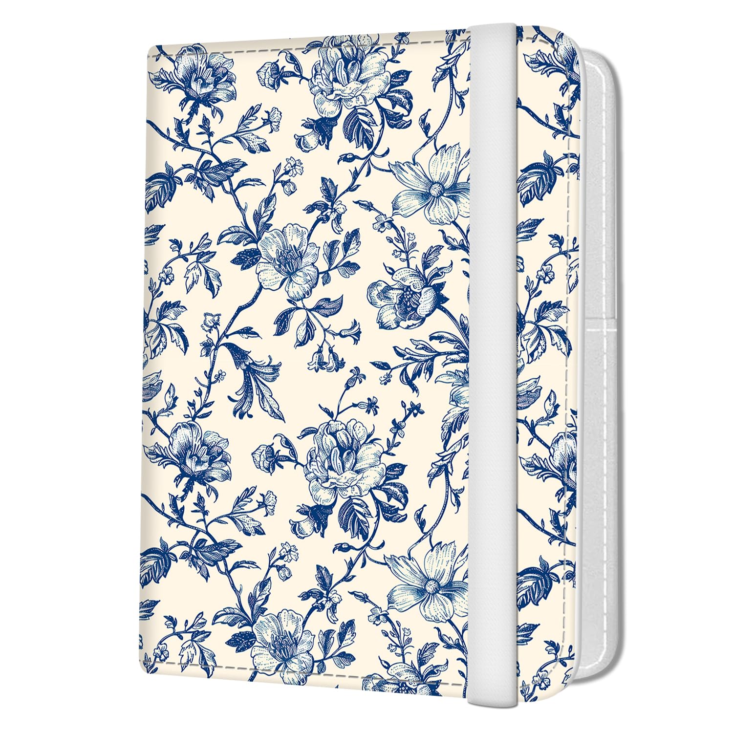 Passport Holder for Travel Essentials, Leather RFID Blocking Passport Wallet Cover Case, Cute Passport Book Holders for Women and Men, Blue Boho Flowers, Modern-image-38