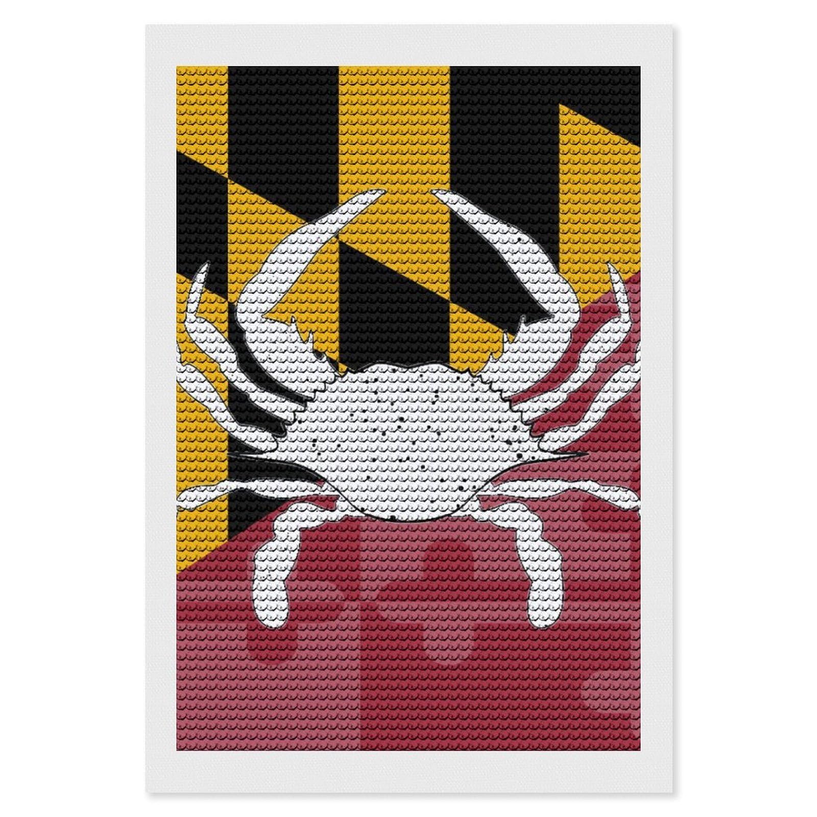 Nclqvjxzkhw Style Maryland Flag Crab Diamond Art Painting For Adult Round Diamonds Pictures Arts Crafts Home Wall Decor 8"X12"