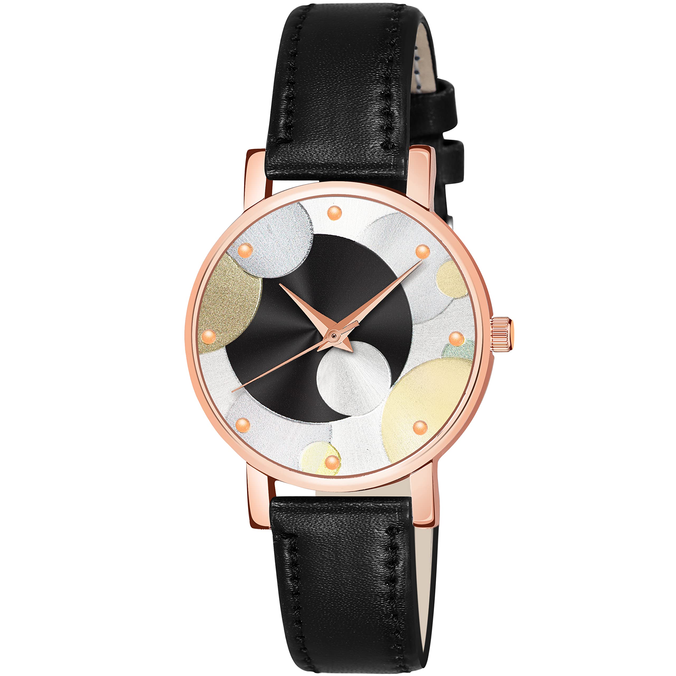 CLOUDWOOD Analog Stylish Multicolor Dial Faux Leather Ledies Watch for Women & Girls -WCH76 (Black) (B0BV3F2X16) Amazon Price History, Amazon Price Tracker