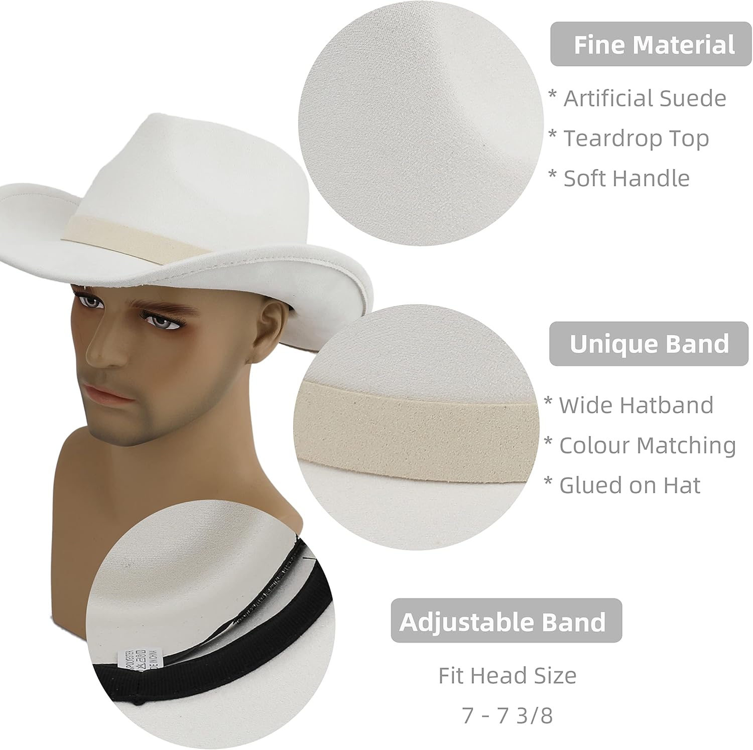 Pro Celia Classic Women Men Western Cowboy Hat Wide Brim Cowgirl Hat (Ivory) : Clothing, Shoes & Jewelry