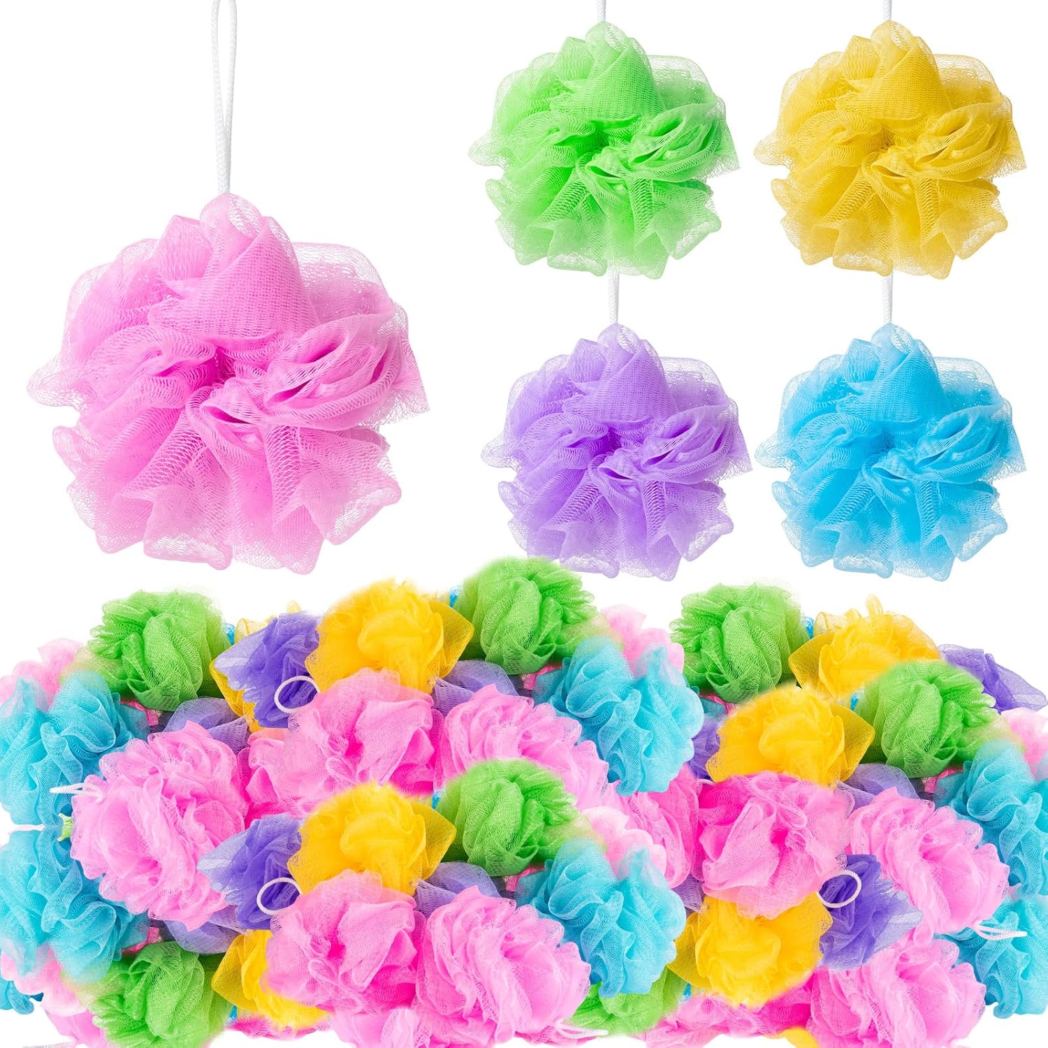 Chengu 150 Pcs Small Shower Sponge Bath Loofahs Bulk