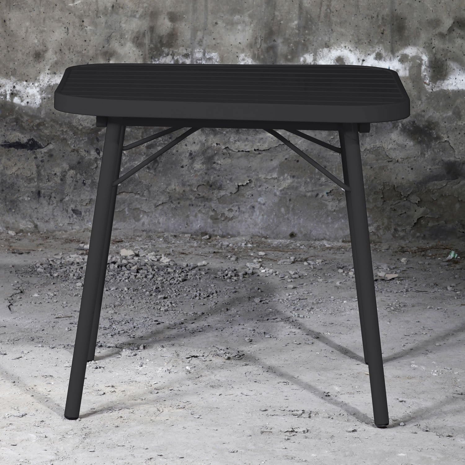 Outfit Metal Folding Garden Table in Black Patio, Lawn