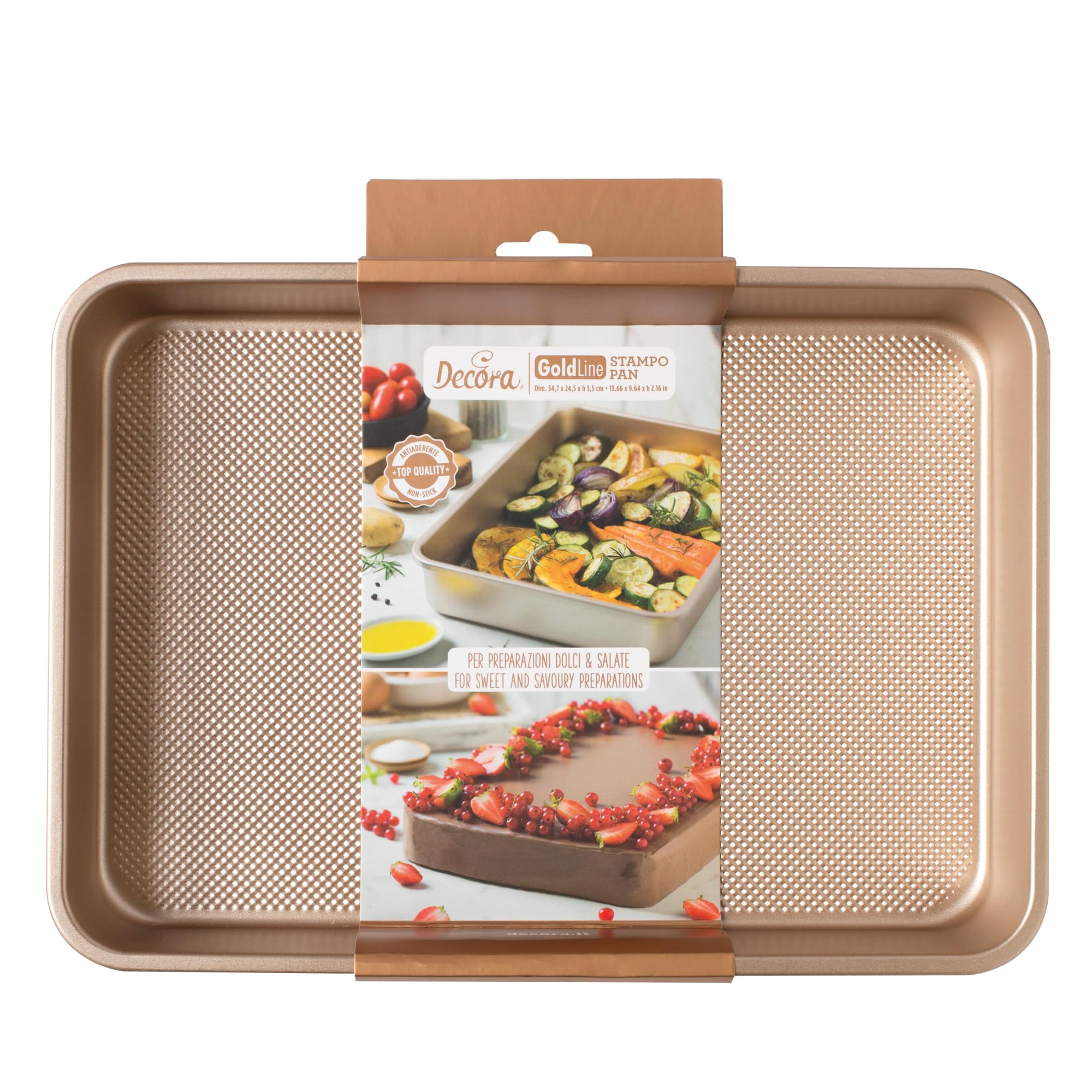 Decora Stampo Rettangolare In Metallo Antiaderente Linea Gold Line 34,7 X 24,5 X H 5,5 Cm