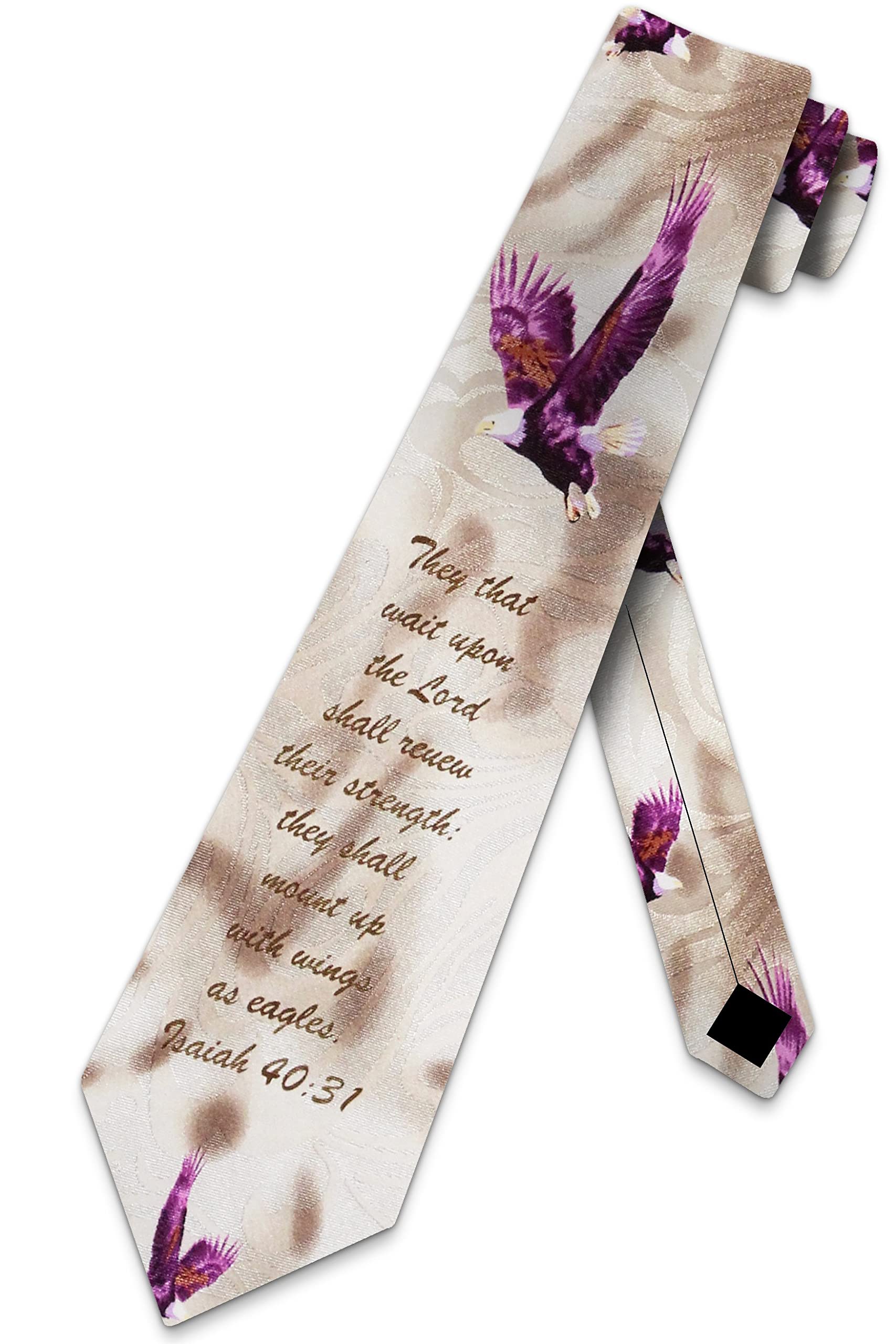 Zerosevenee Men's As Pic Wings As Eagles Tie Religious Neckties Christian Ties For Bible Verse Necktie, Brown, One Size